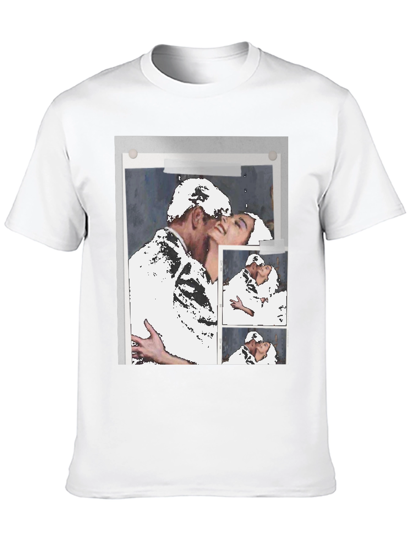 Black Abstract Kissing Couple T-Shirt view 10