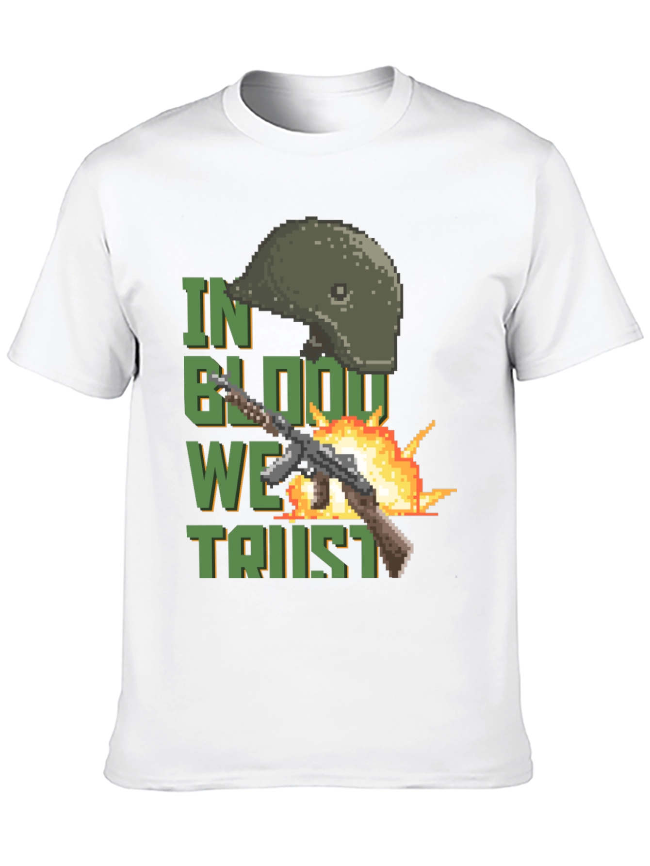 Black Pixelated Patriotic T-Shirt: In Blood We Trust Design view 10