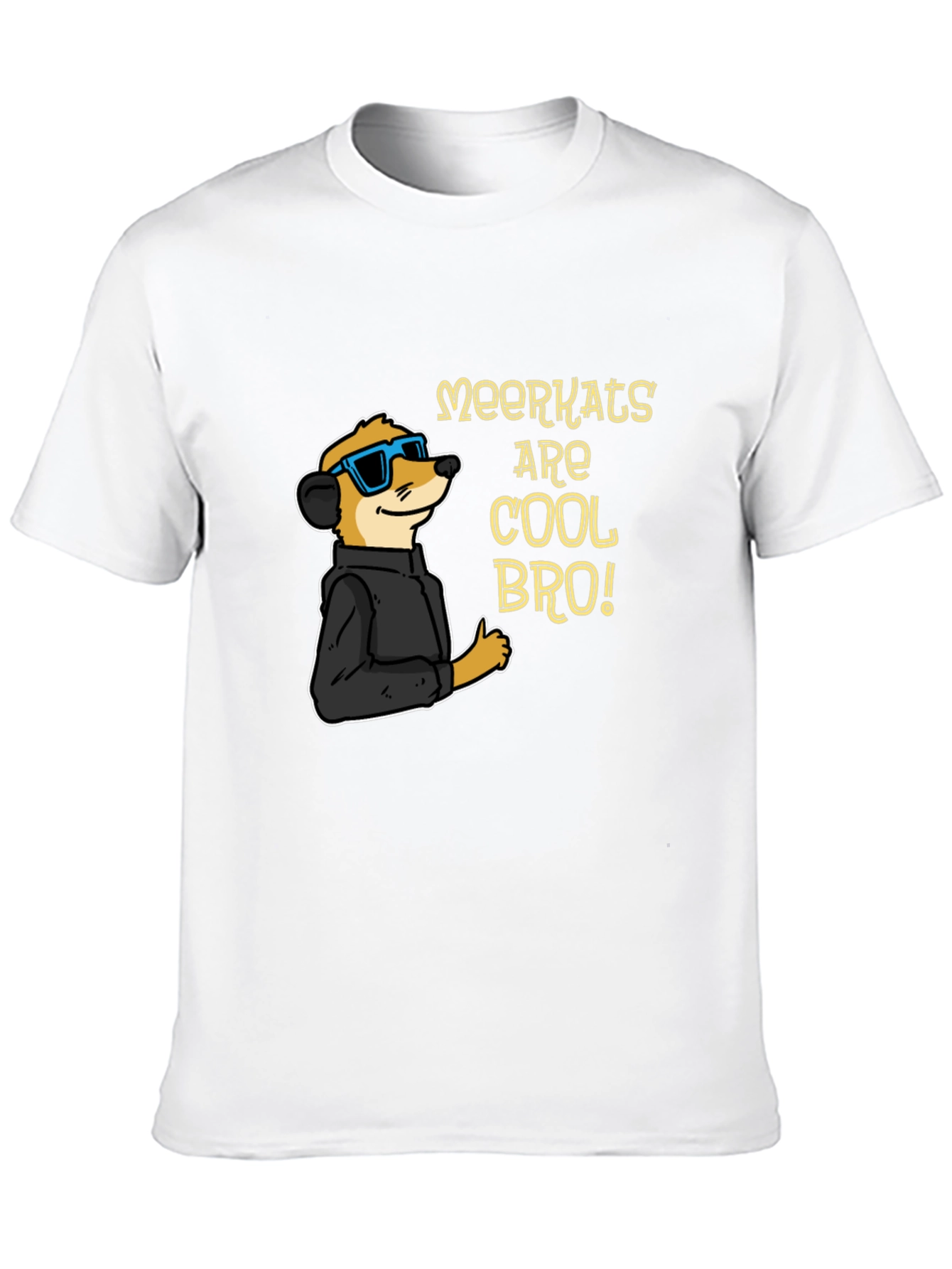 Black Cool Meerkat T-Shirt - Black Cotton Tee view 10