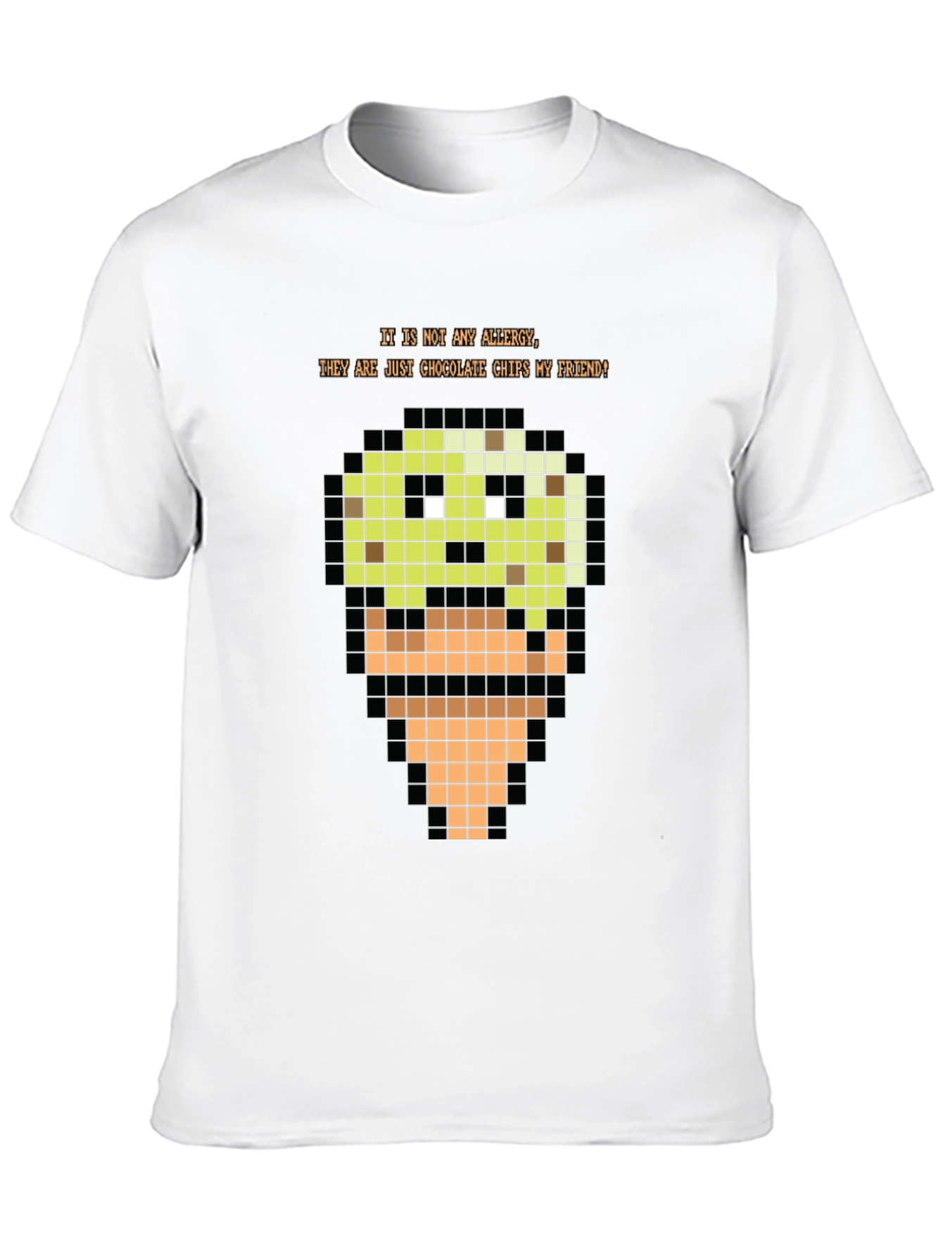 Black Pixel Art Ice Cream T-Shirt - Funny Food Allergy Humor Tee view 10
