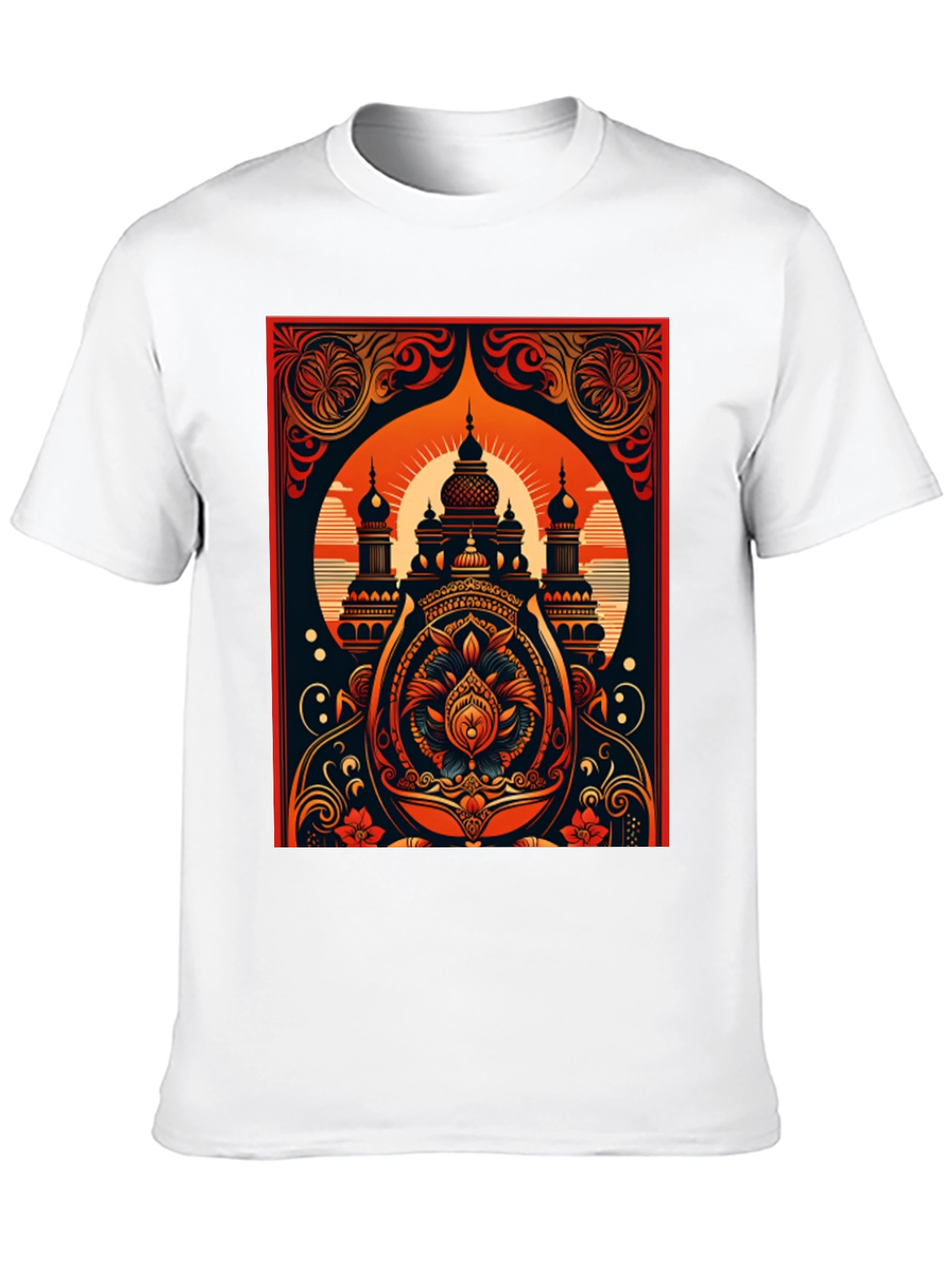 Black Ornate Temple Graphic Tee - Black Cotton Comfort view 10