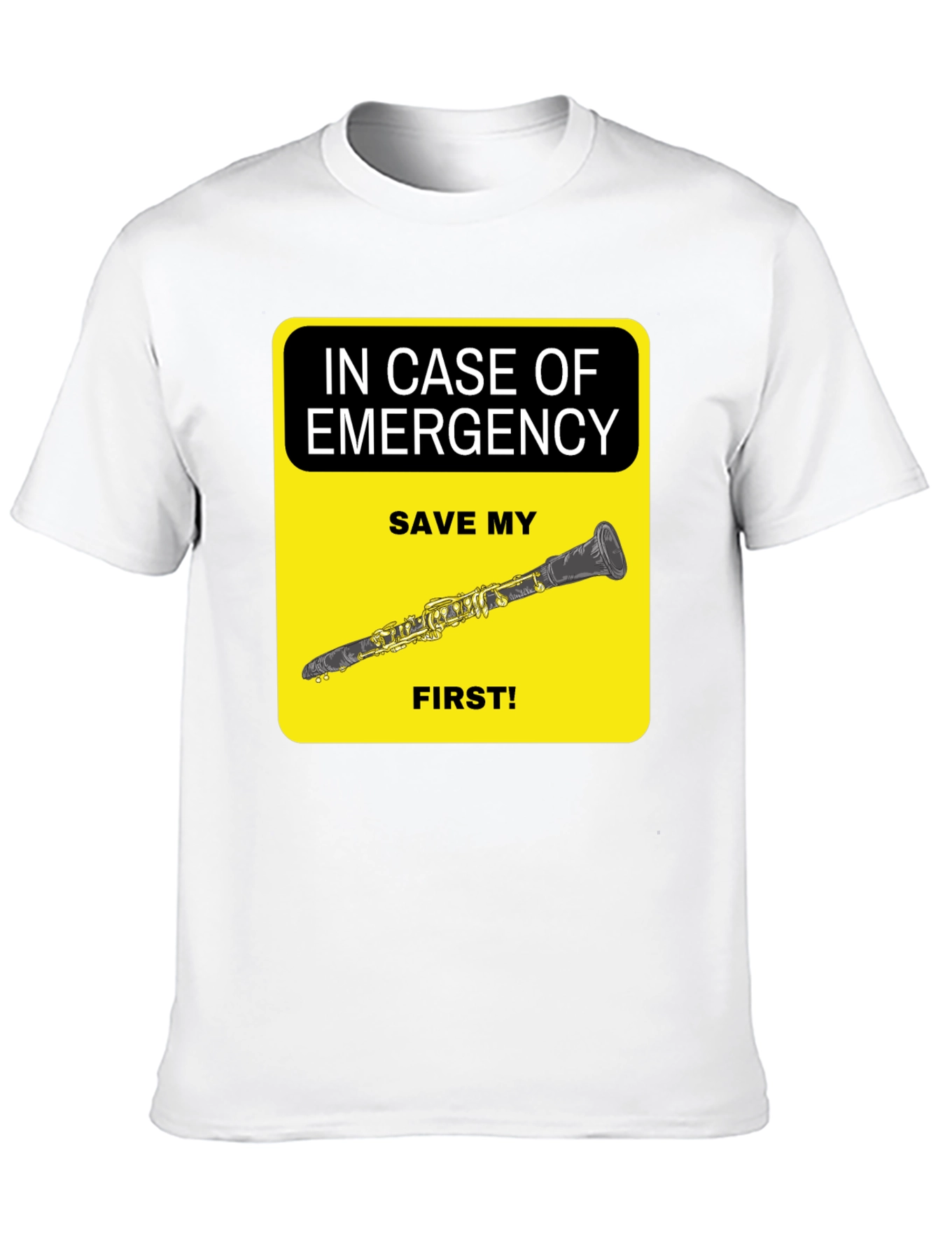 Black Emergency Clarinet T-Shirt - Save My Clarinet First! view 10