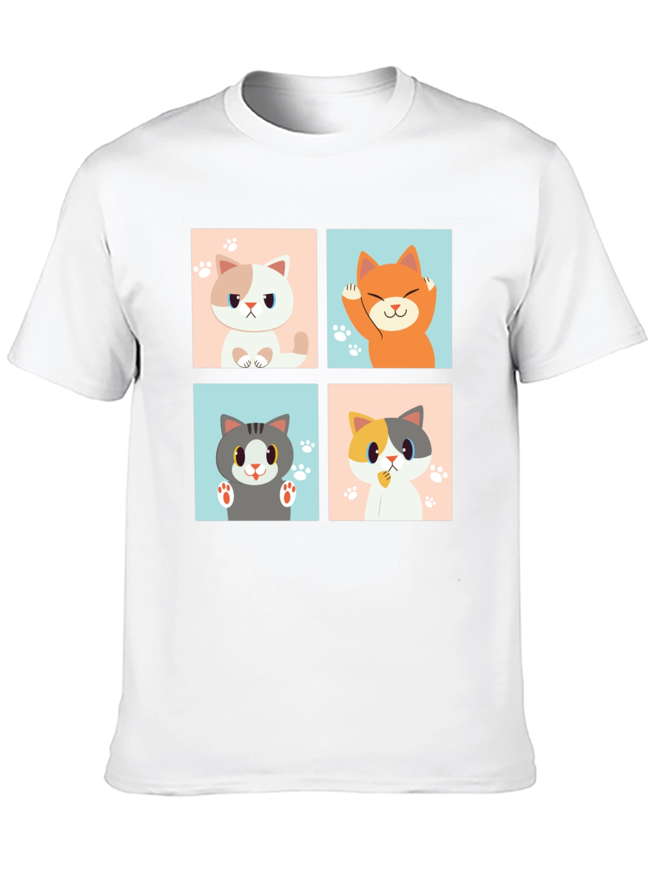 Black Cat Lover Tee: Cartoon Cat Block Print view 10