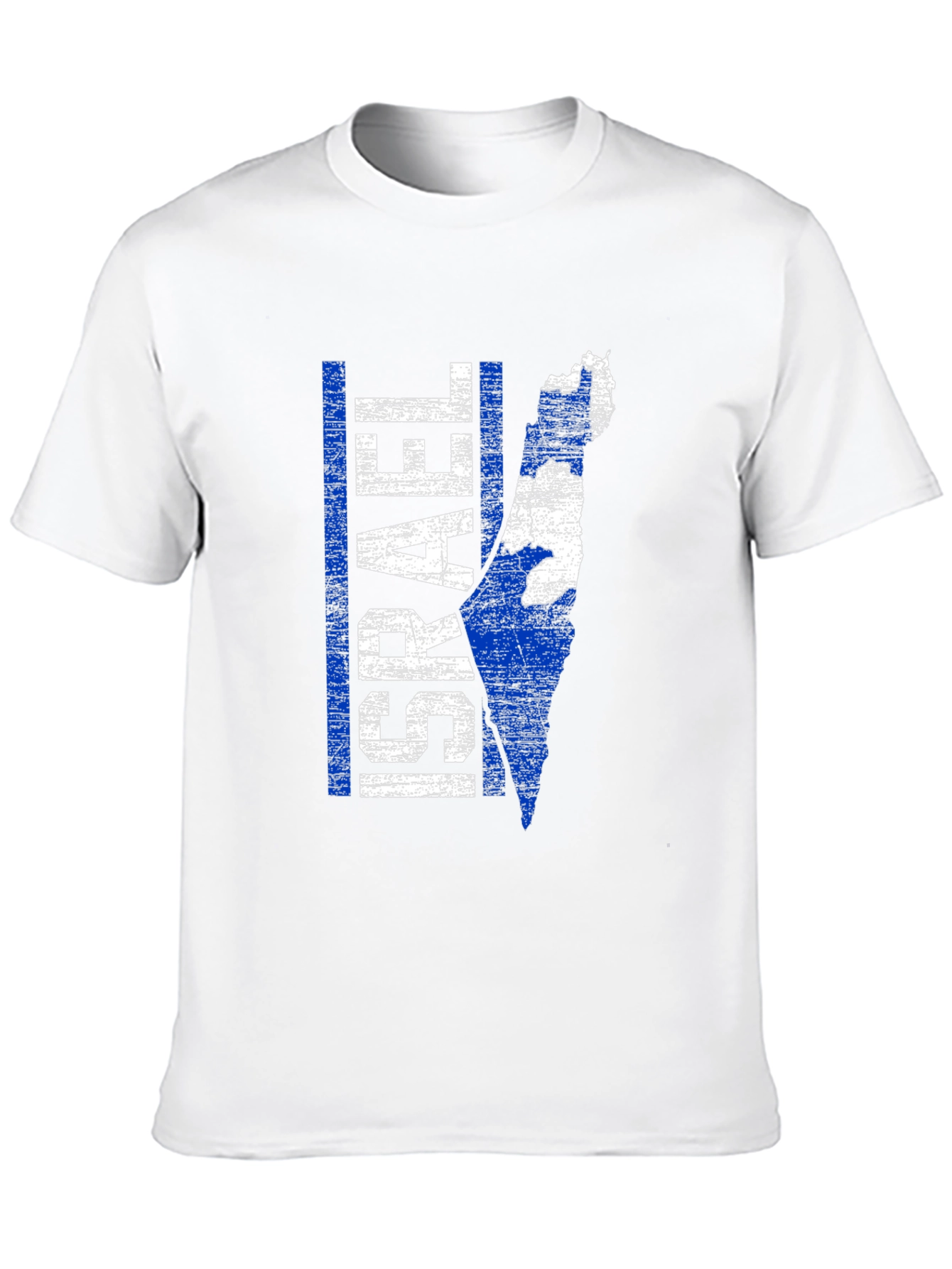 Israel Map Graphic T-Shirt - Blue & White Print - 10