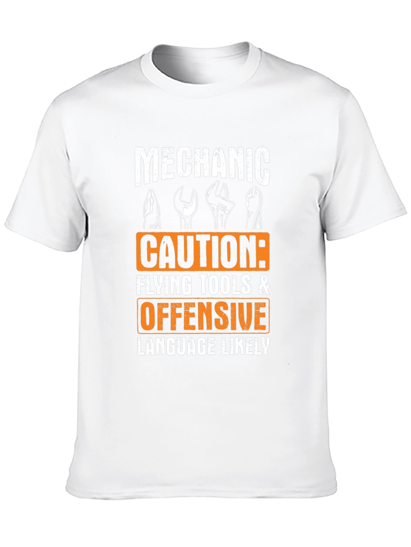 Black Mechanic Caution Offensive Language T-Shirt view 10