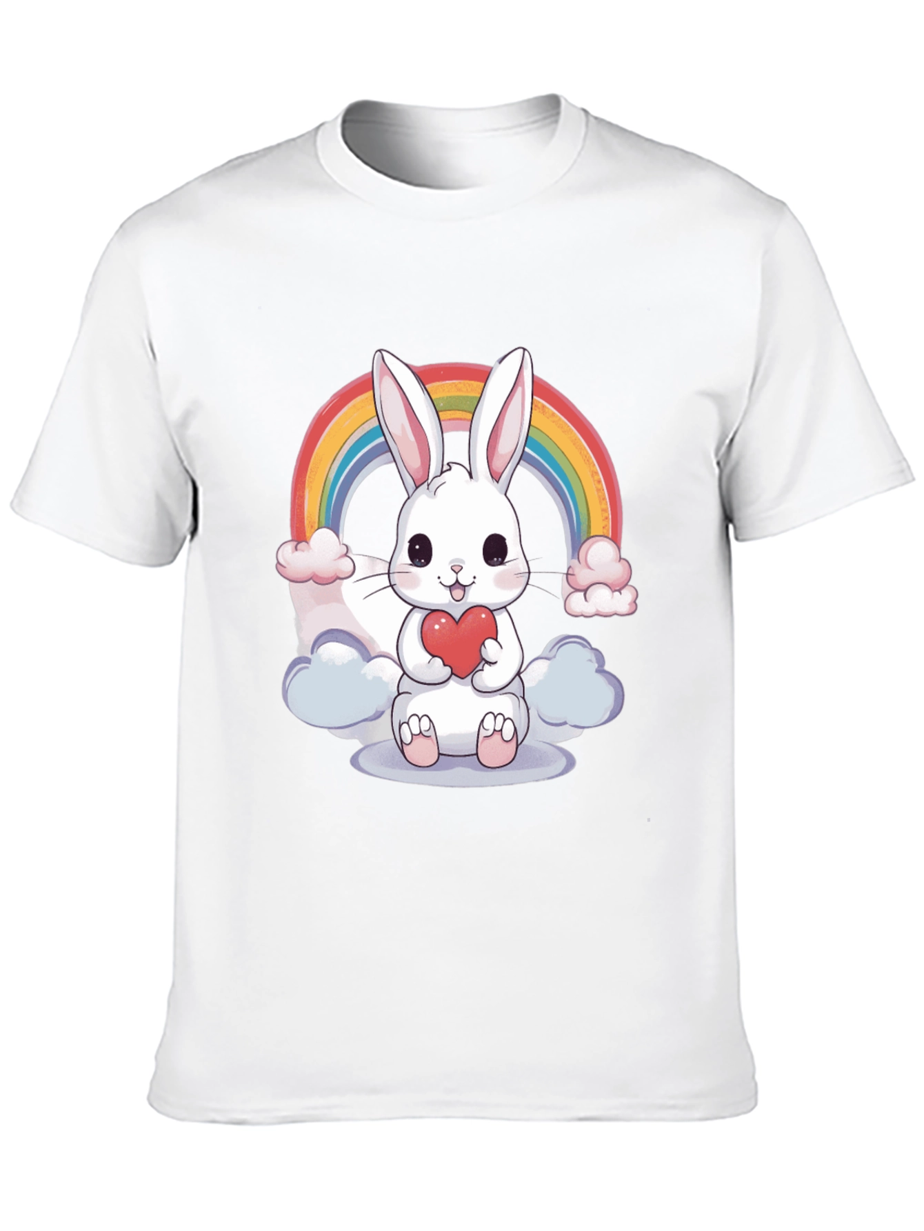 Black Cute Bunny Rainbow T-Shirt view 10