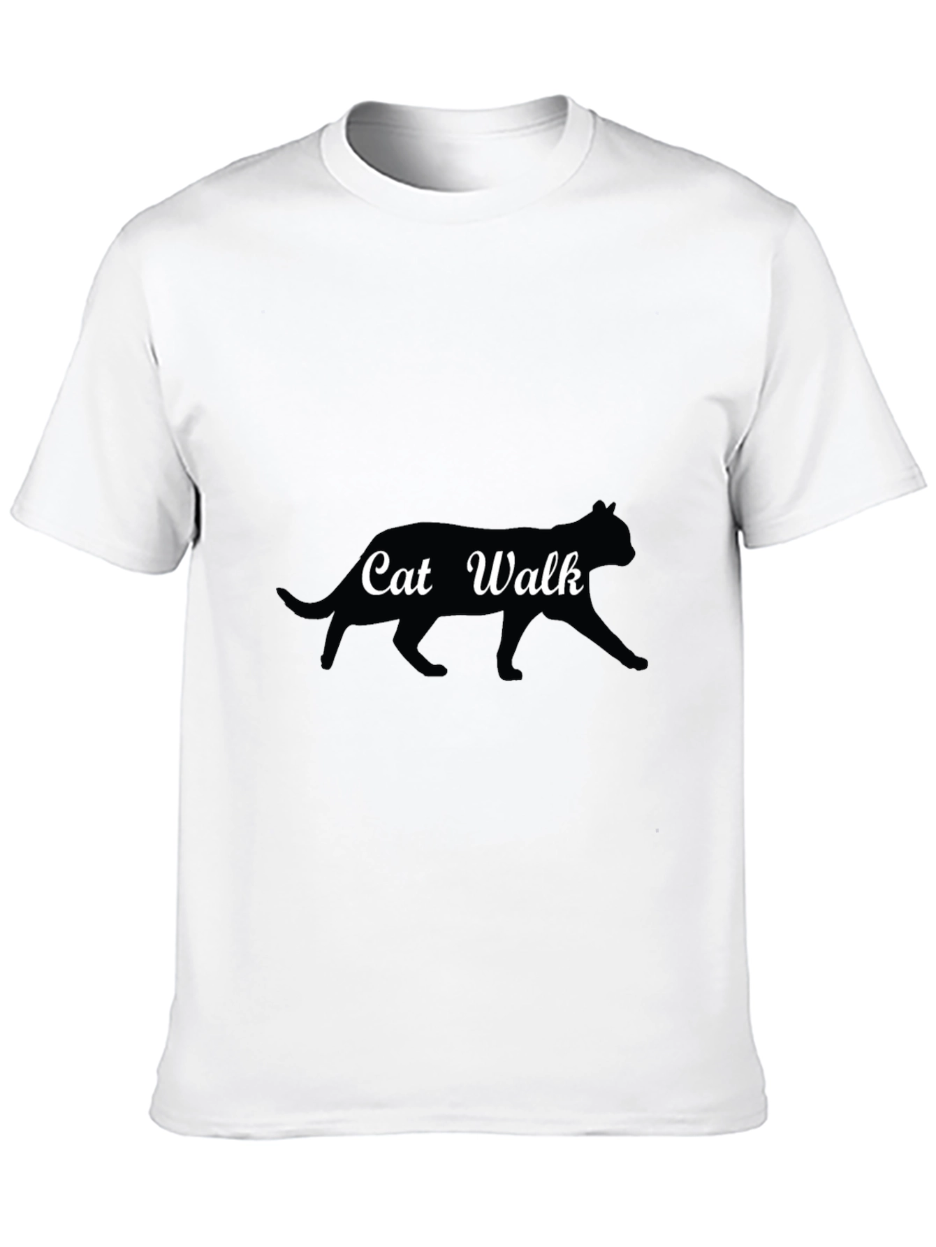 Black Cat Walk Graphic Tee - Black Cotton T-Shirt view 10