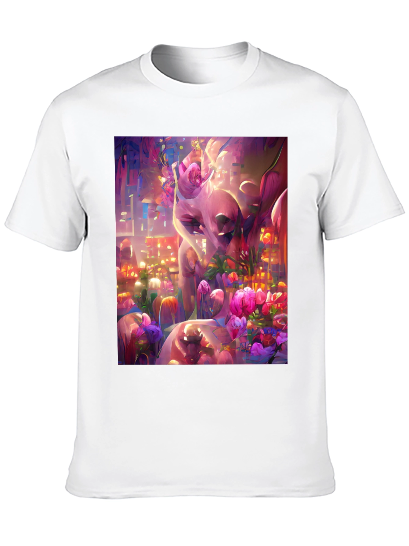 Black Floral Fantasy Graphic Tee - Black Cotton Comfort view 10