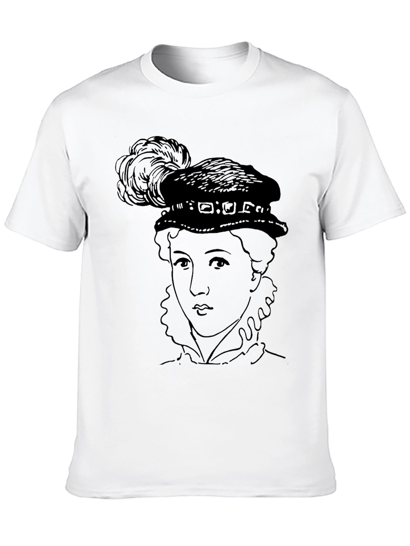 Black Vintage Portrait Graphic Black T-Shirt view 10