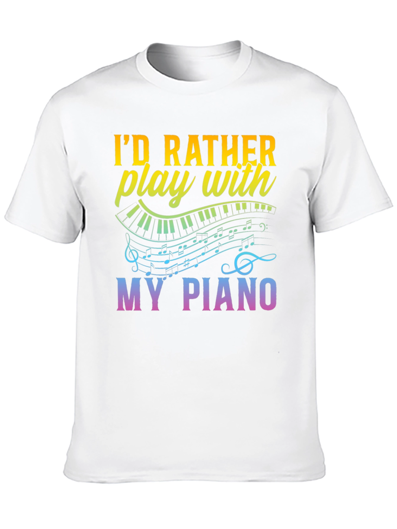Black Piano Lover's T-Shirt - I'd Rather Play My Piano Tee view 10