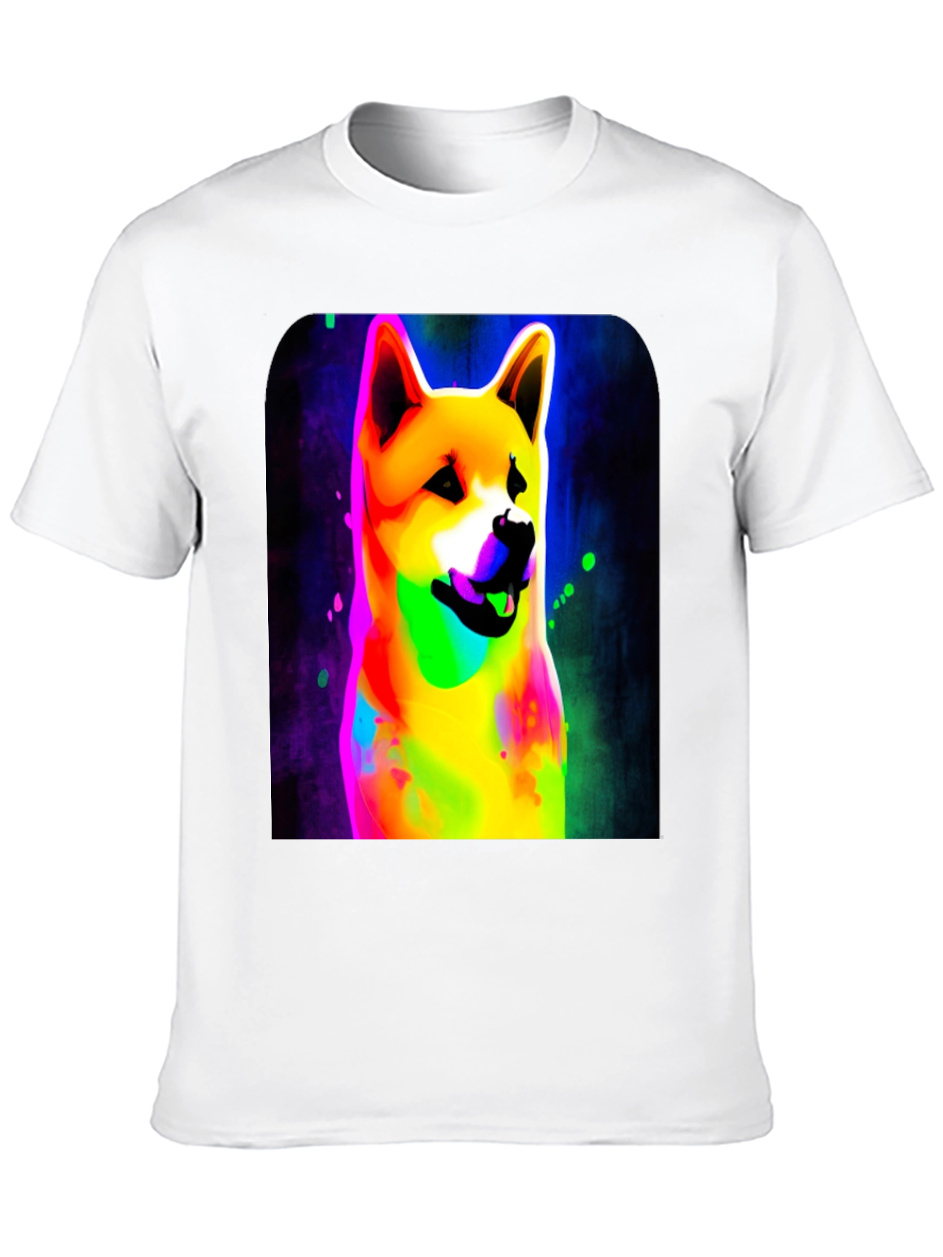 Black Colorful Shiba Inu Dog Graphic Tee - Black Cotton Blend view 10