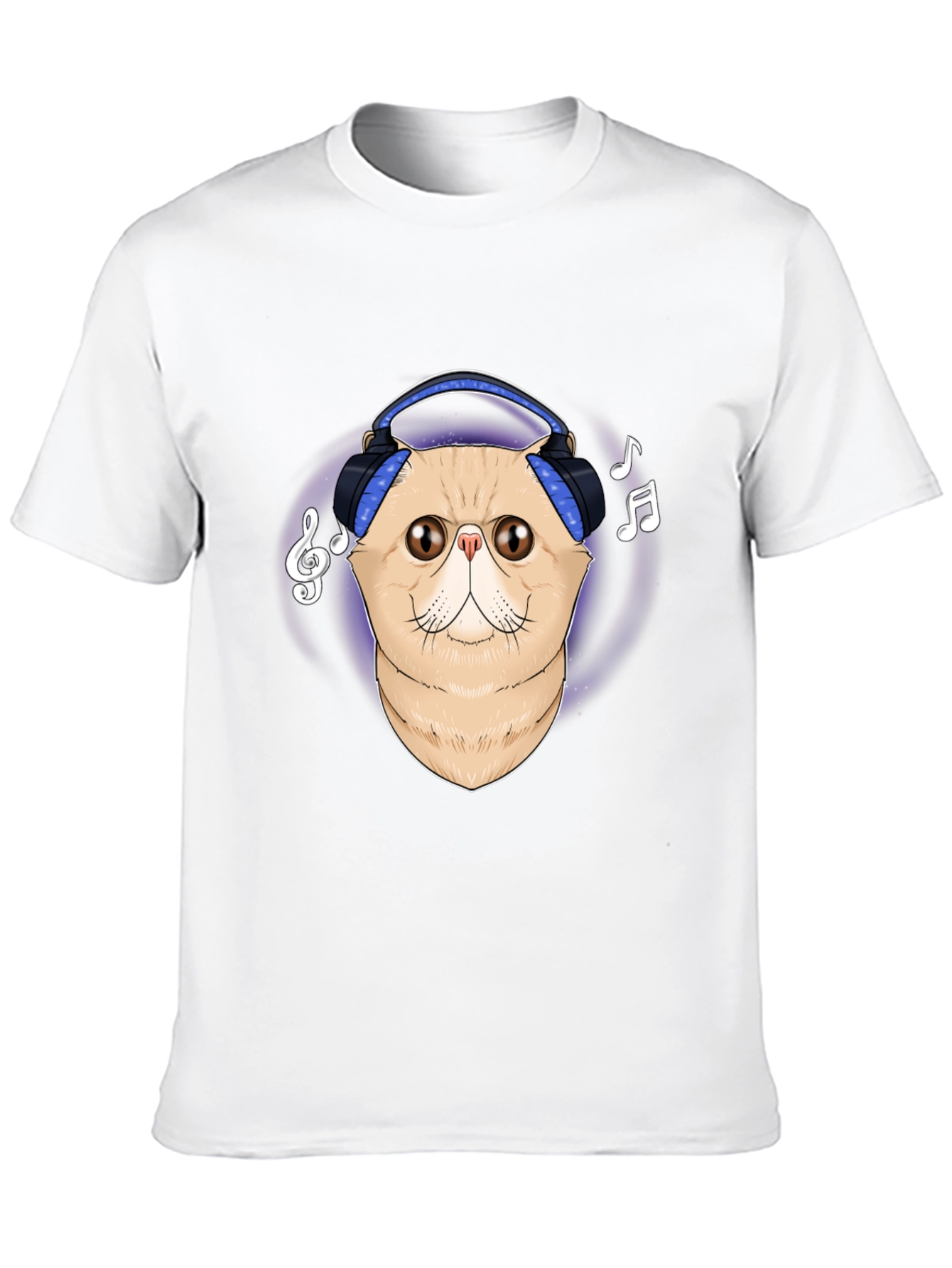 Black Cool Cat Headphones Graphic T-Shirt view 10