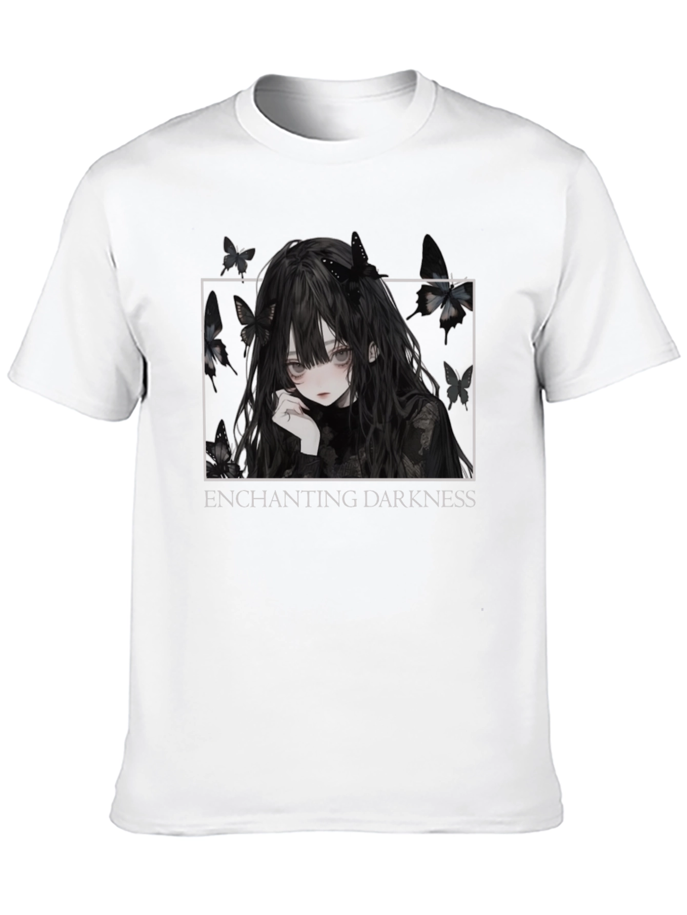 Black Enchanting Darkness Anime Girl Graphic Tee - Black view 10