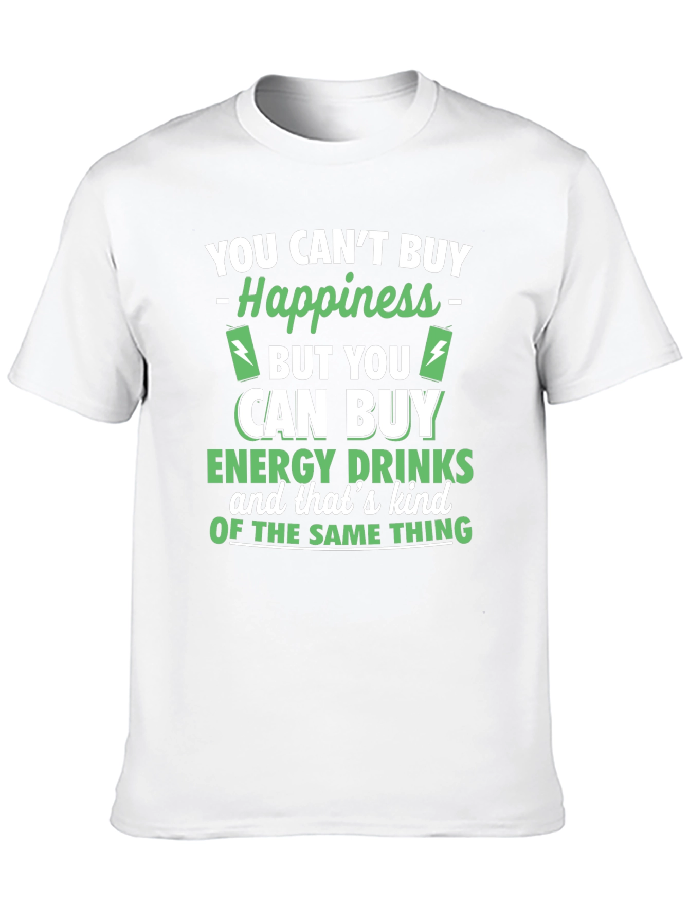 Black Happiness vs Energy Drinks Funny Graphic Tee view 10