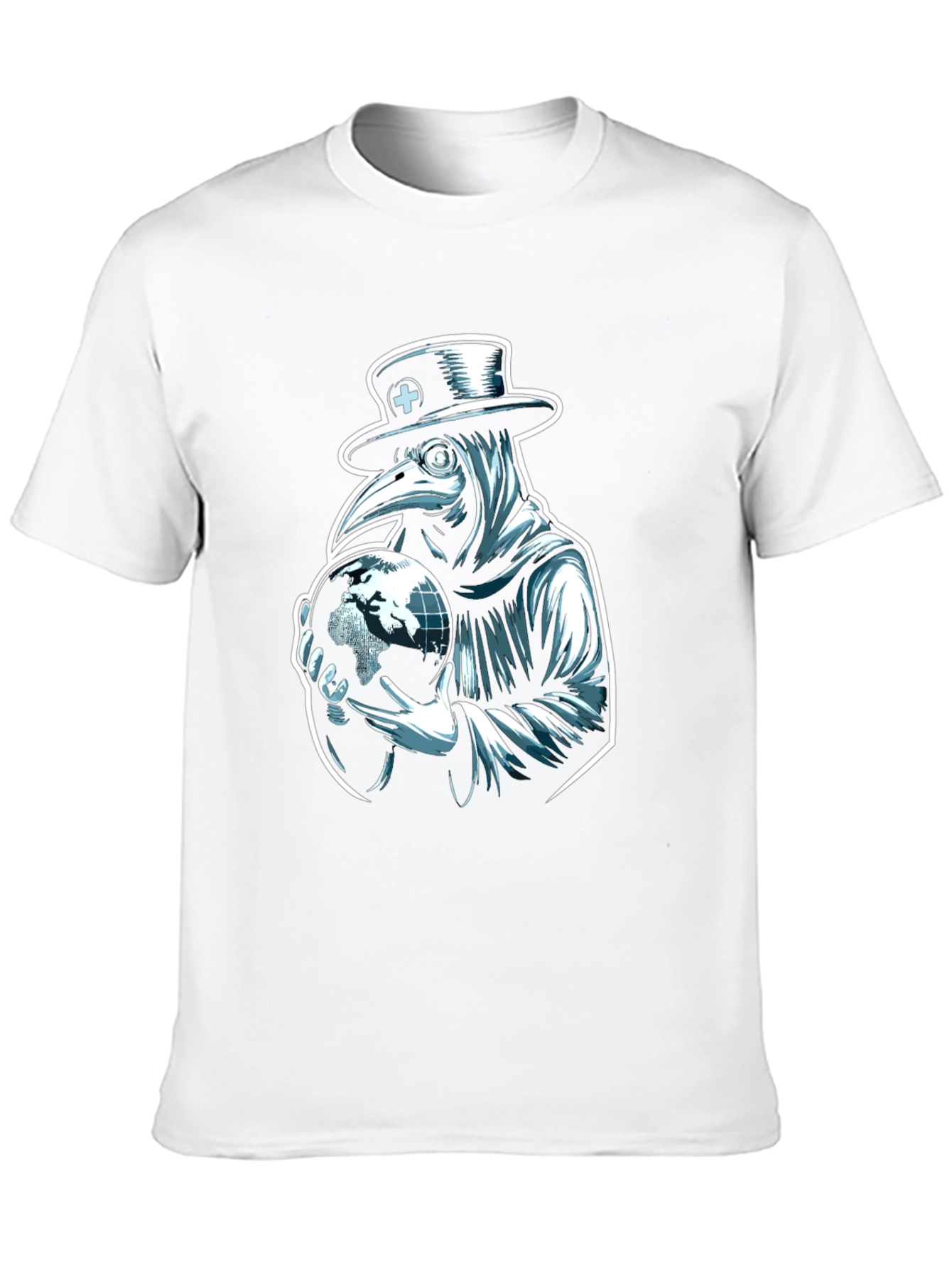 Black Plague Doctor Globe Graphic Tee - Unique Design view 10