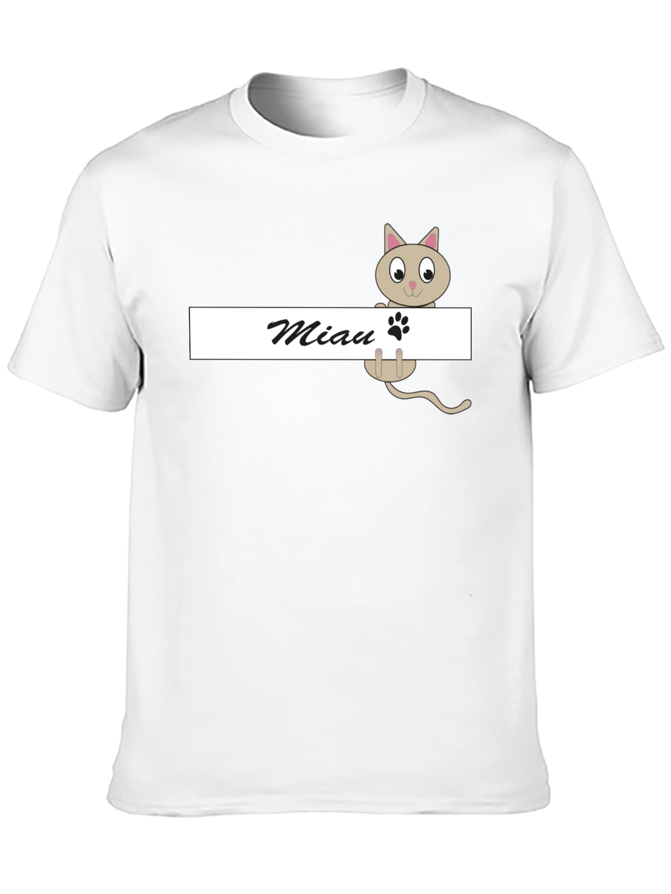 Black Cute "Miau" Cat Graphic T-Shirt view 10