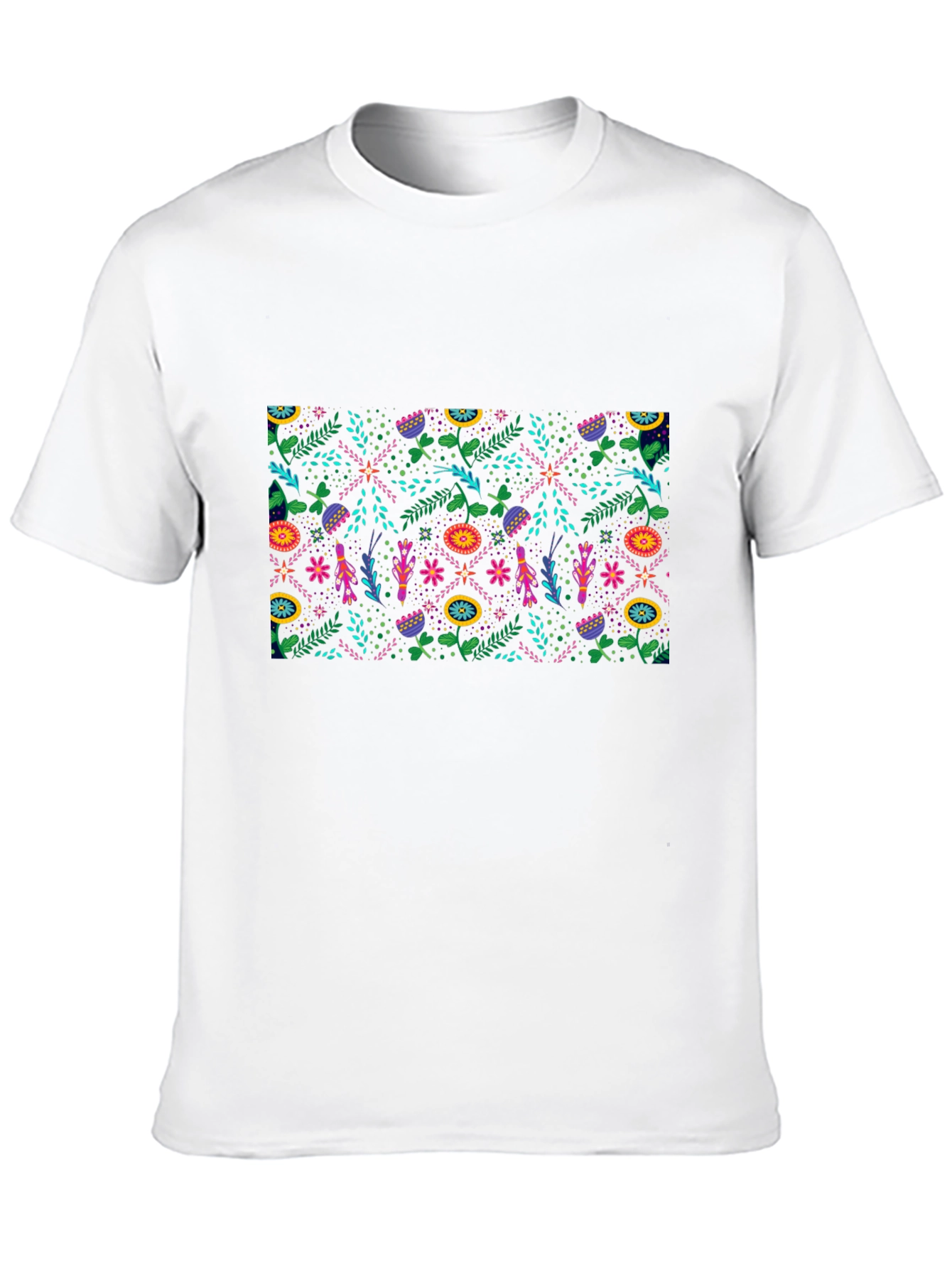 Black Floral Pattern Black T-Shirt view 10