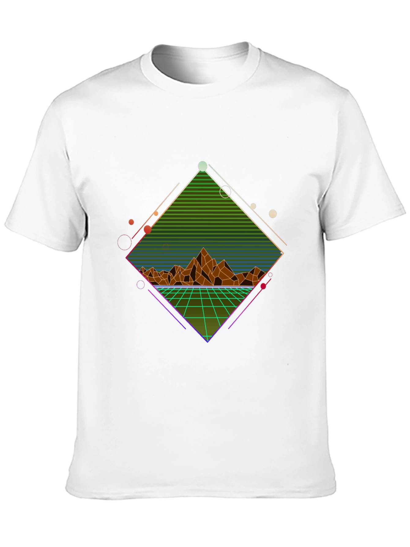 Black Retro Geometric Mountain T-Shirt view 10