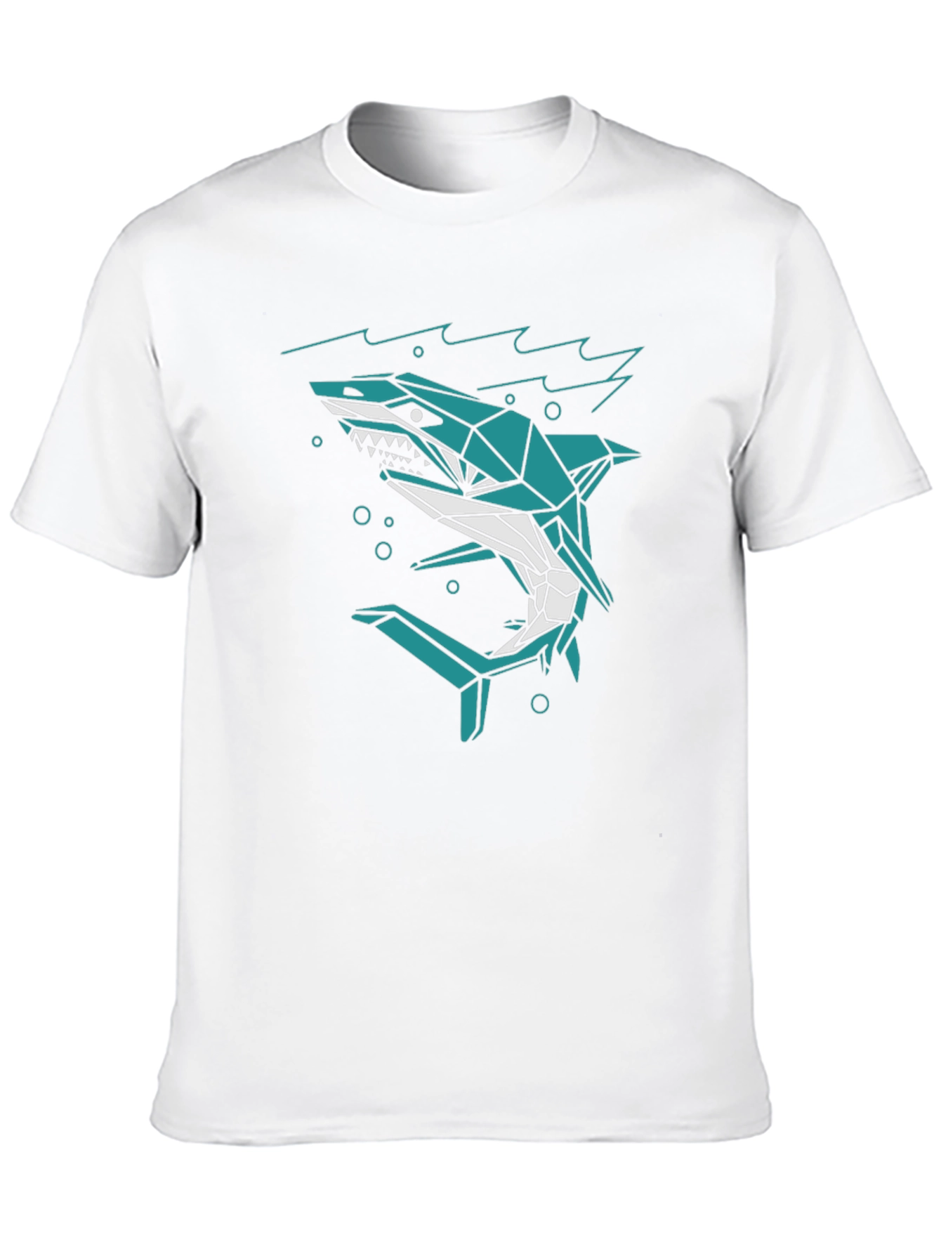 Black Geometric Shark Graphic Tee - Black Cotton Blend view 10