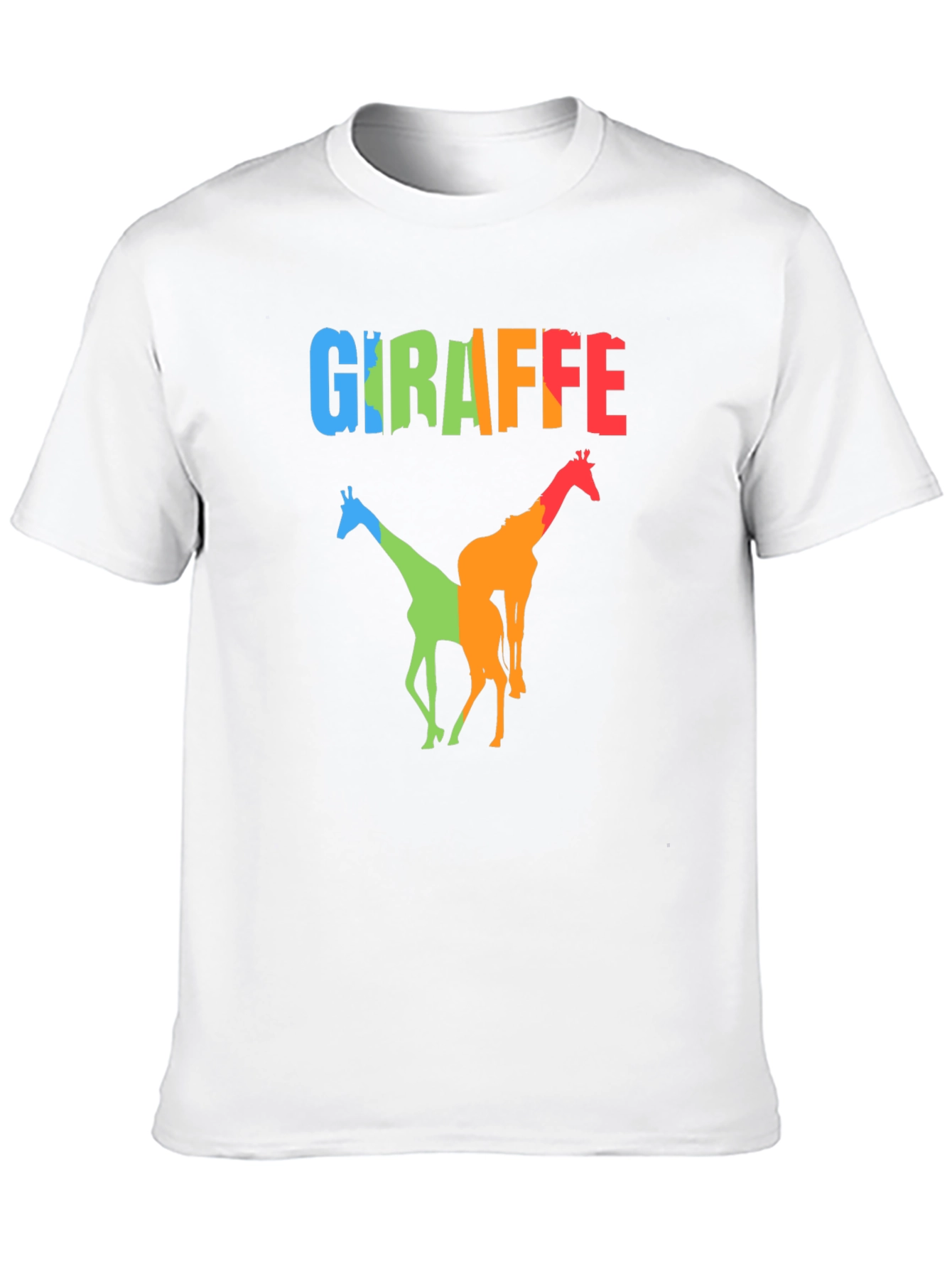 Black Colorful Giraffe Graphic Print Black T-Shirt view 10