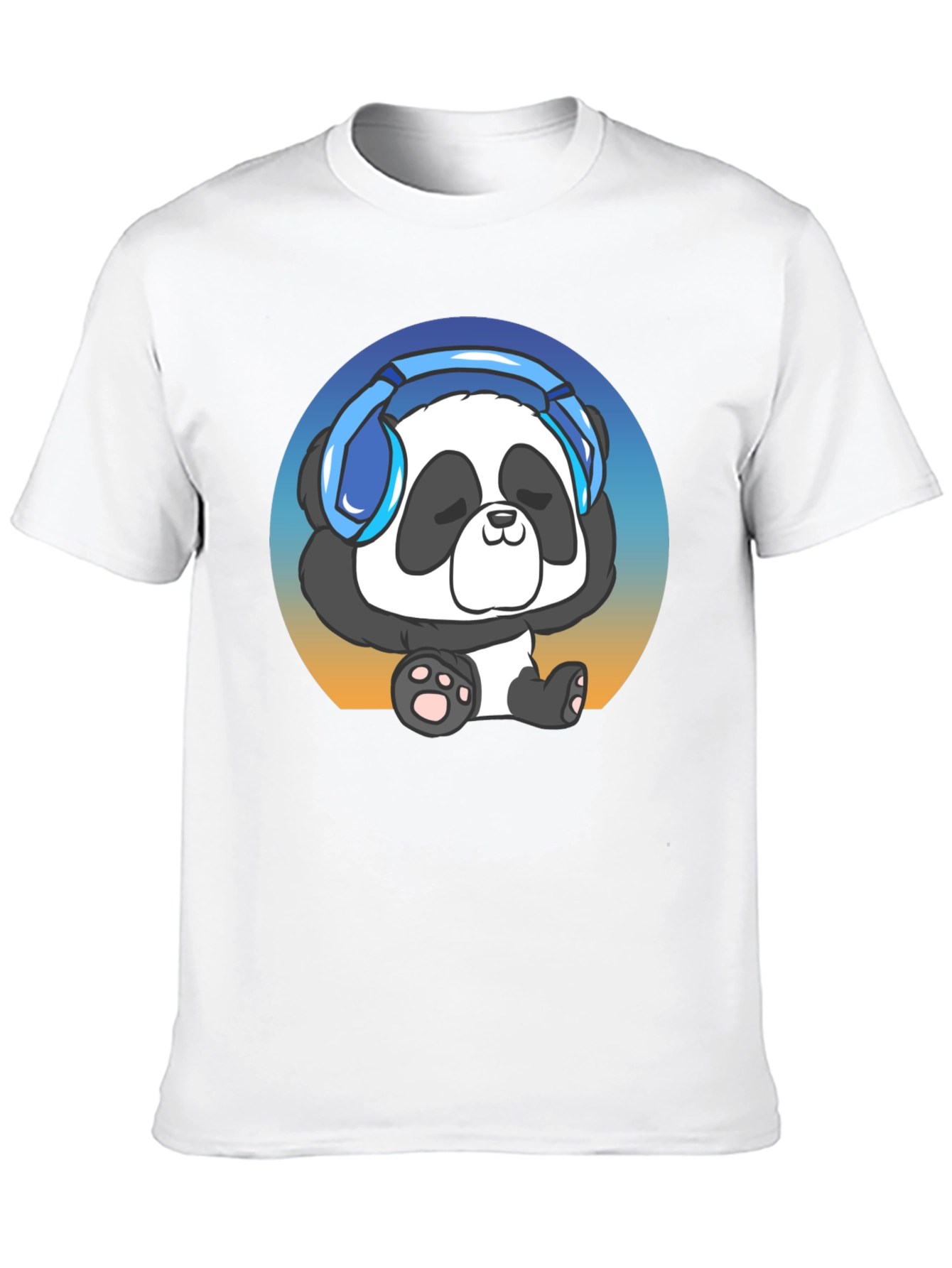 Black Cool Panda Headphone Graphic T-Shirt view 10