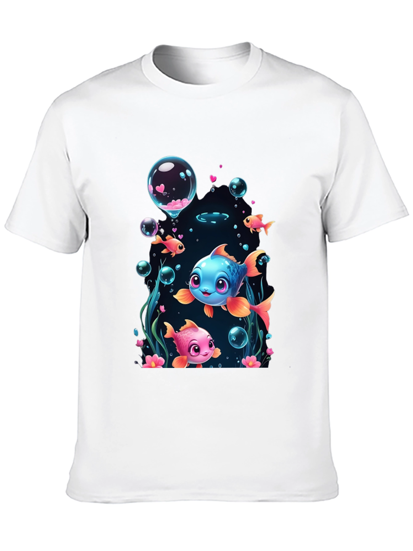 Black Cute Fish Graphic T-Shirt - Fun Undersea Design view 10