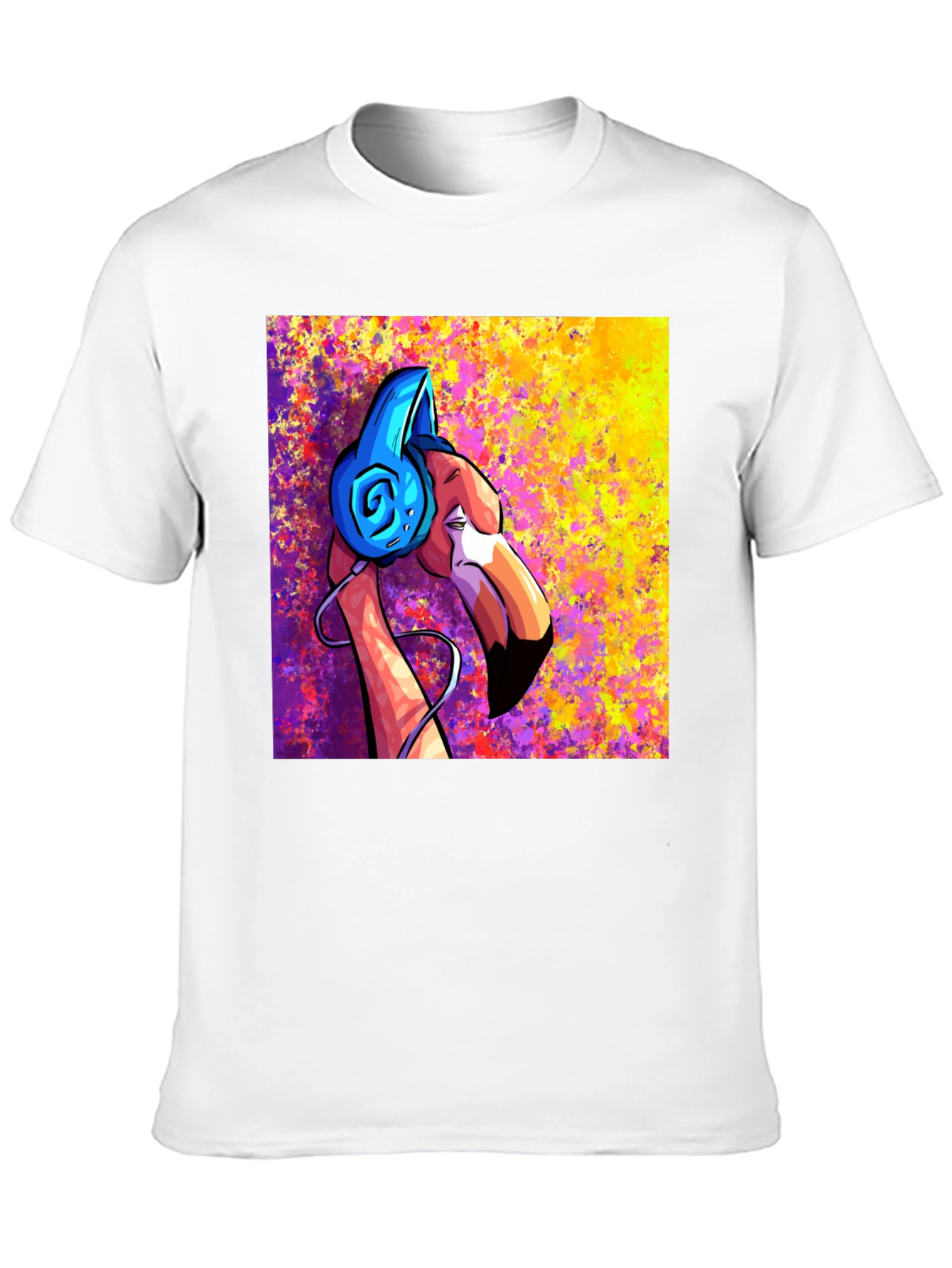 Black Cool Flamingo DJ Graphic T-Shirt view 10