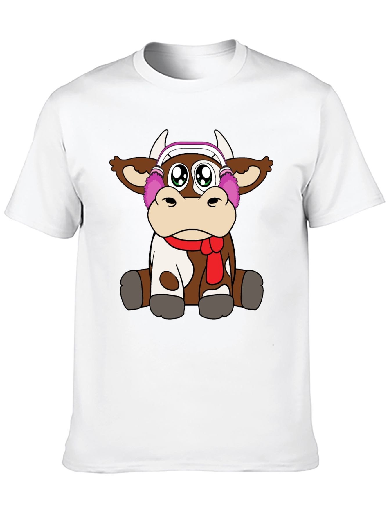 Black Cute Cartoon Cow Graphic Tee view 10