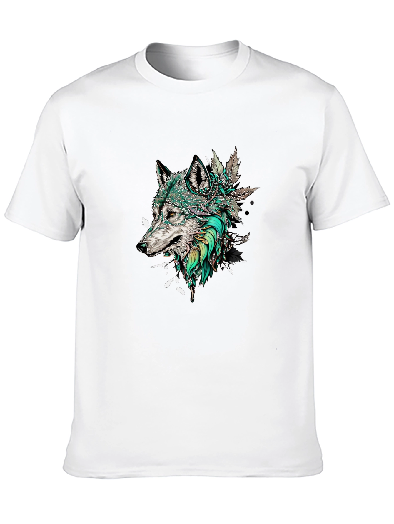 Black Wolf Graphic Print Men's Black T-Shirt view 10