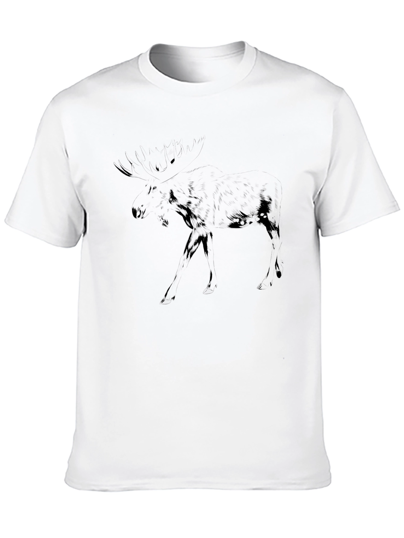 Black Black Graphic Tee - Dark Moose Silhouette Design view 10