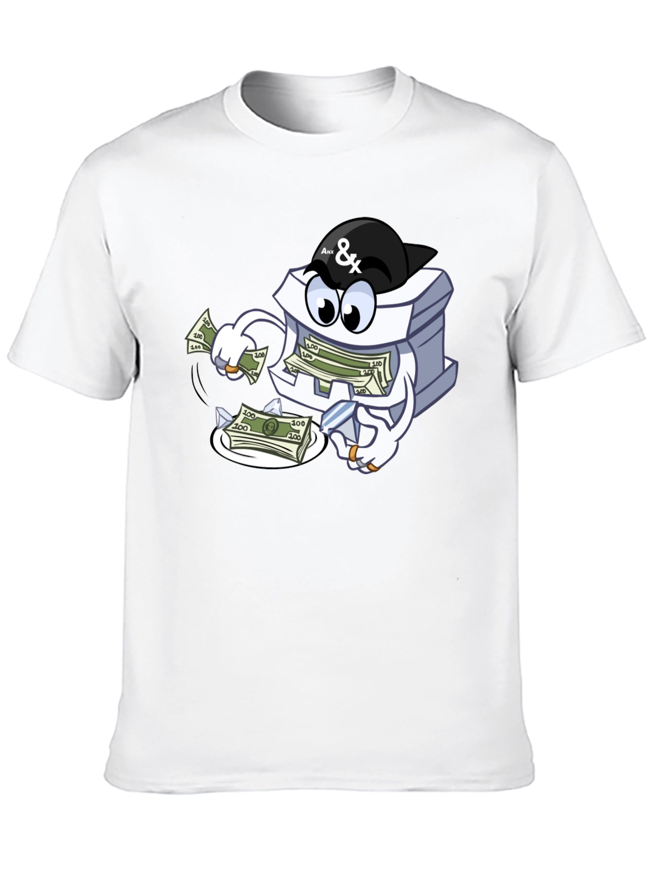 Black Money Stack Cartoon Graphic Black T-Shirt view 10