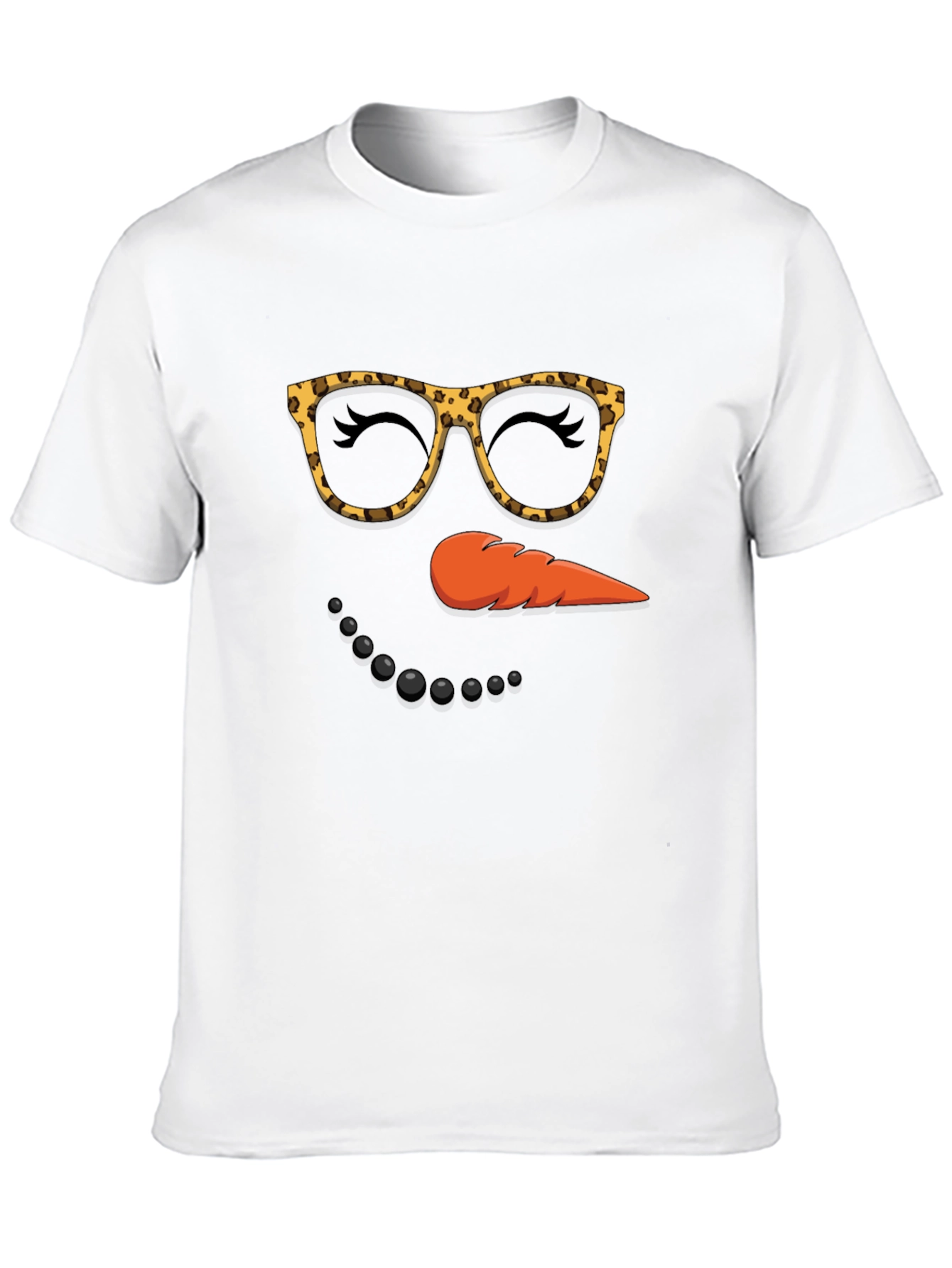 Black Snowman Face T-Shirt, Leopard Glasses view 10