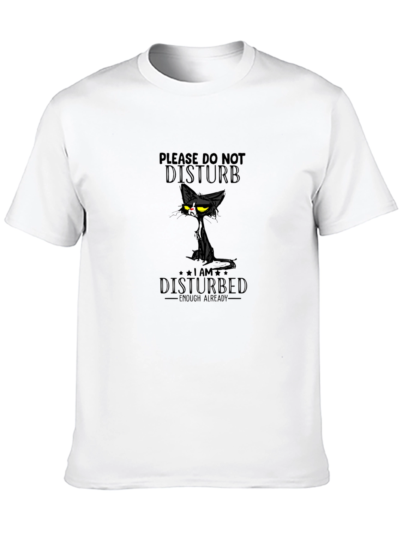 Black Disturbed Cat Graphic Tee - Black Cotton T-Shirt view 10