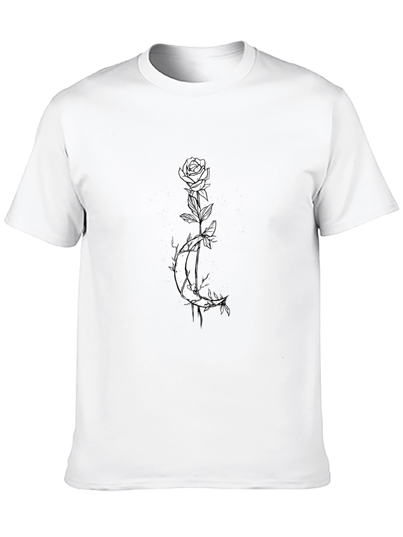 Black Rose and Moon Graphic Tee - Men's Black T-Shirt view 10