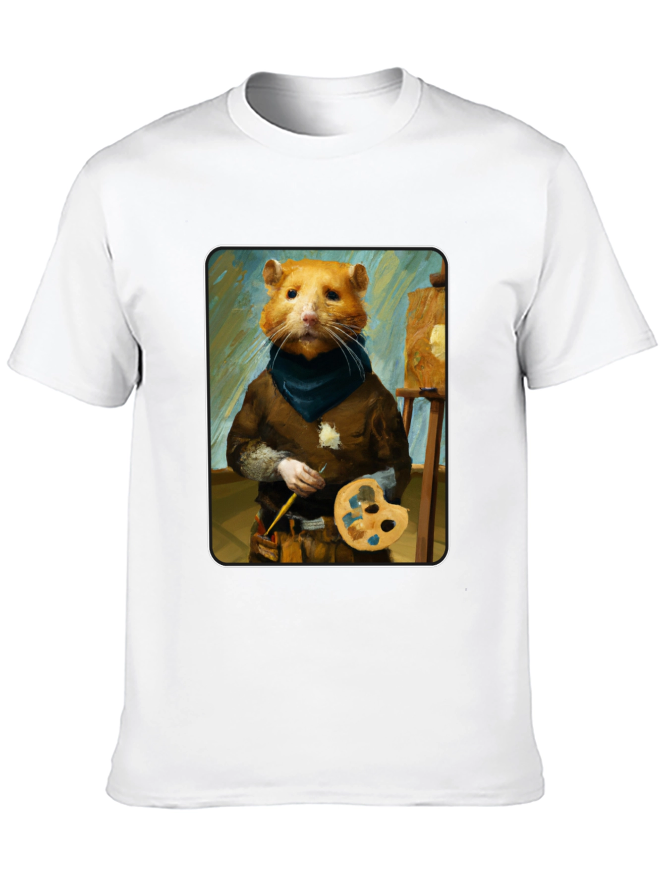 Black Hamster Painter T-Shirt - Artistic Novelty Tee view 10