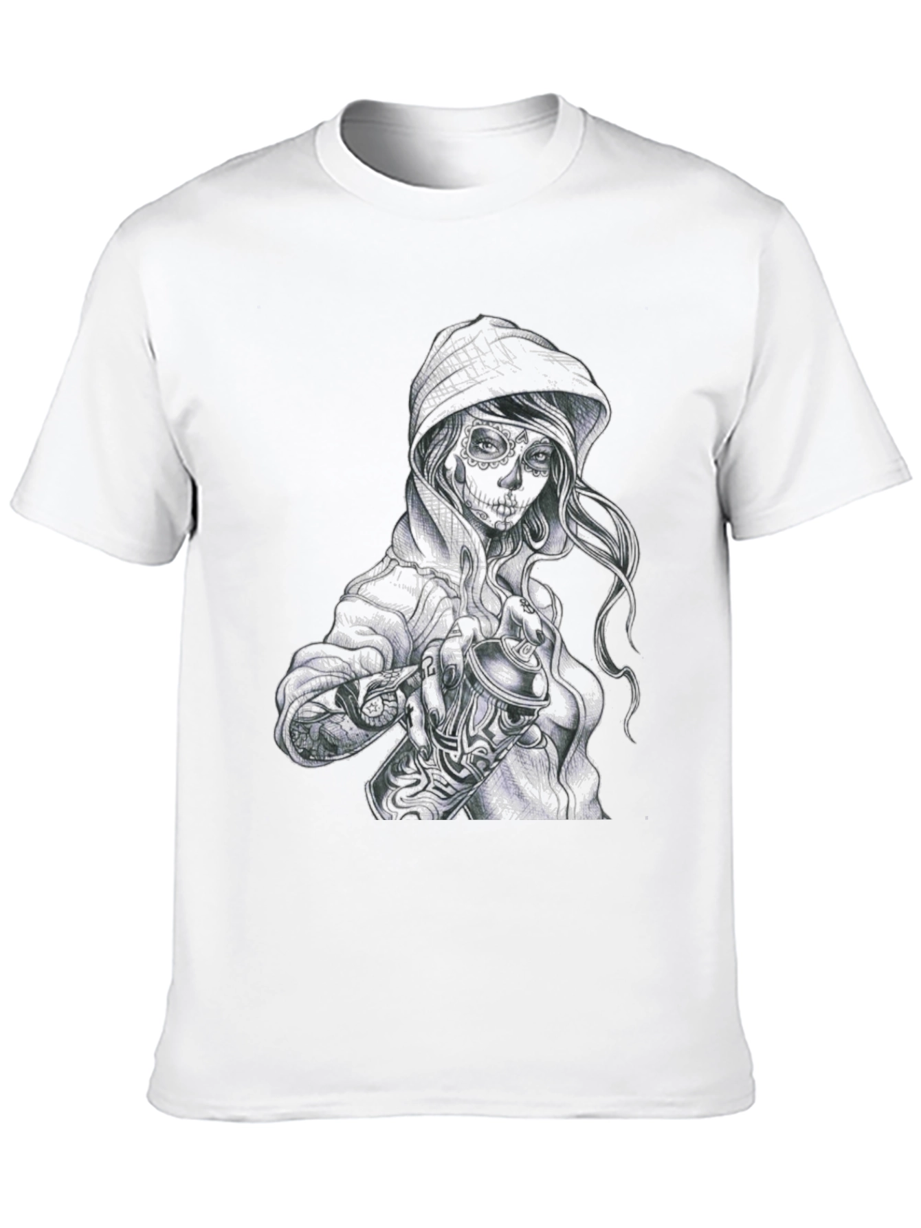 Black Sugar Skull Woman Graphic T-Shirt view 10