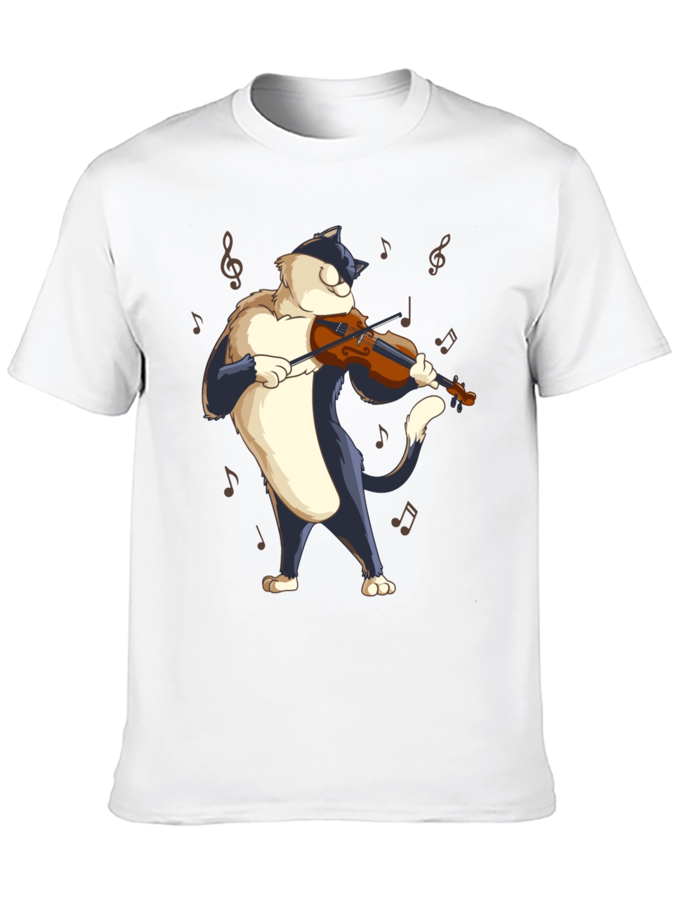 Black Cat Violinist Black T-Shirt - Musical Feline Tee view 10