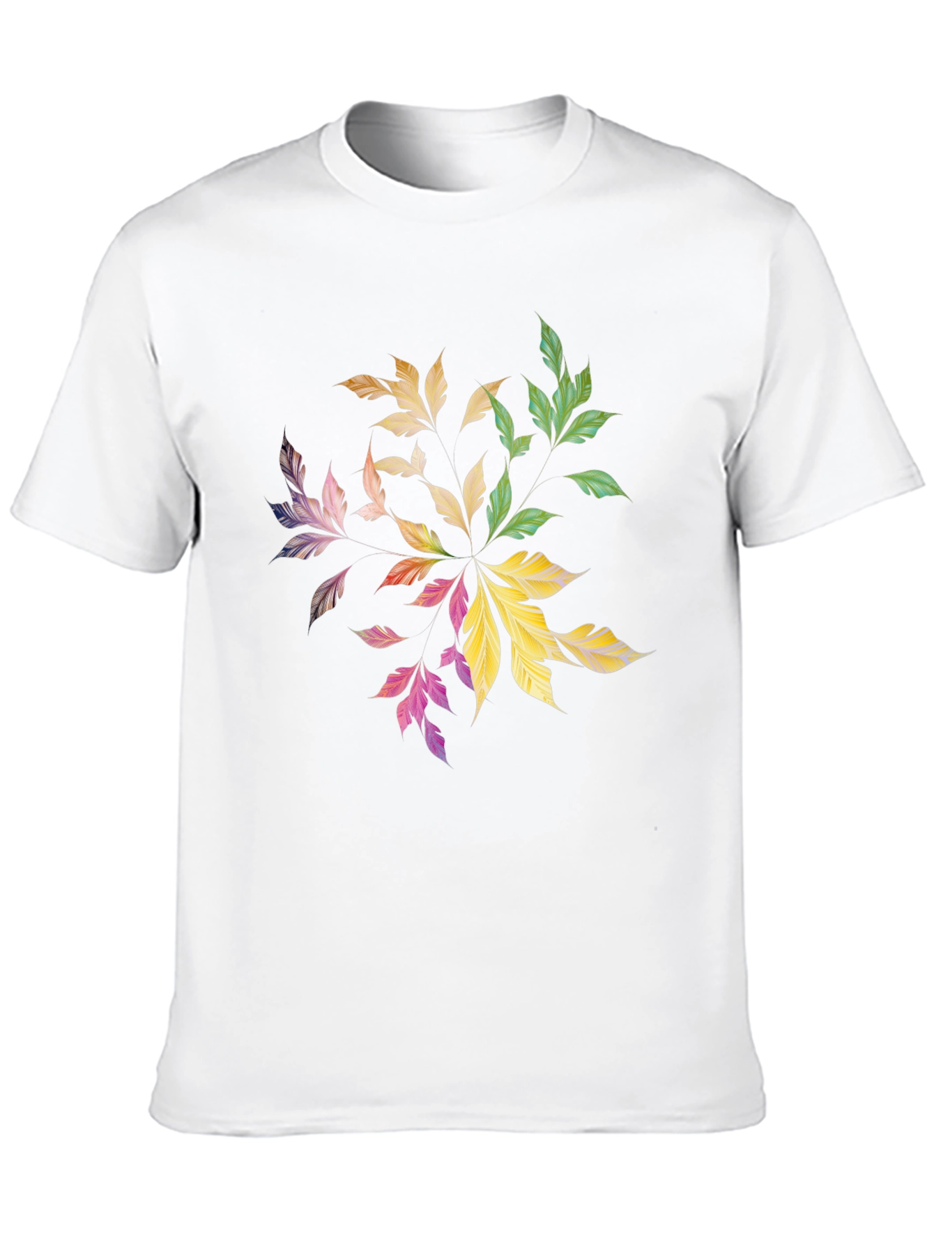 Black Colorful Leaf Mandala Graphic Black Tee view 10