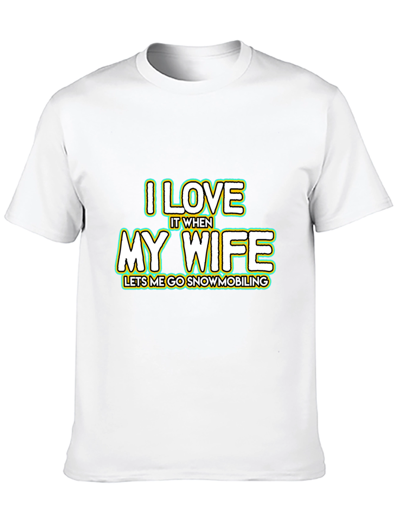 Black I Love My Wife Snowmobiling Black T-Shirt view 10