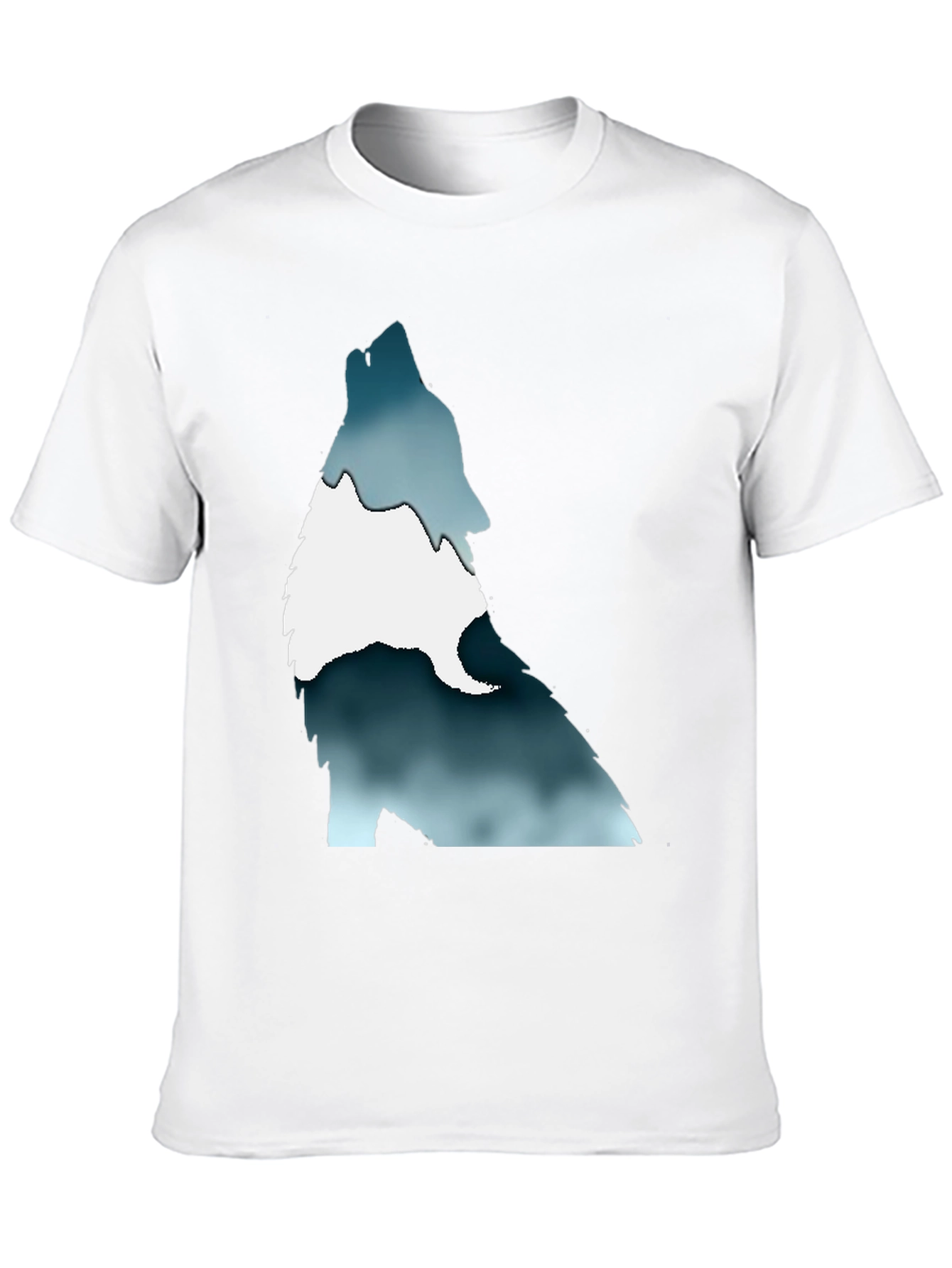 Black Men's Black T-Shirt with Wolf Graphic Print view 10