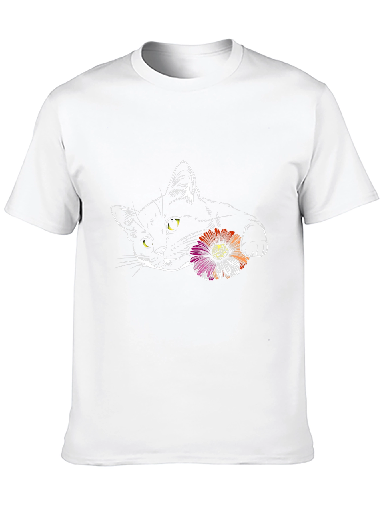 Black Black Cat with Flower Graphic Tee view 10