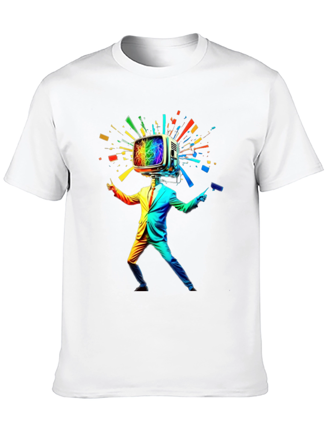 Black Rainbow TV Head Man Black T-Shirt view 10