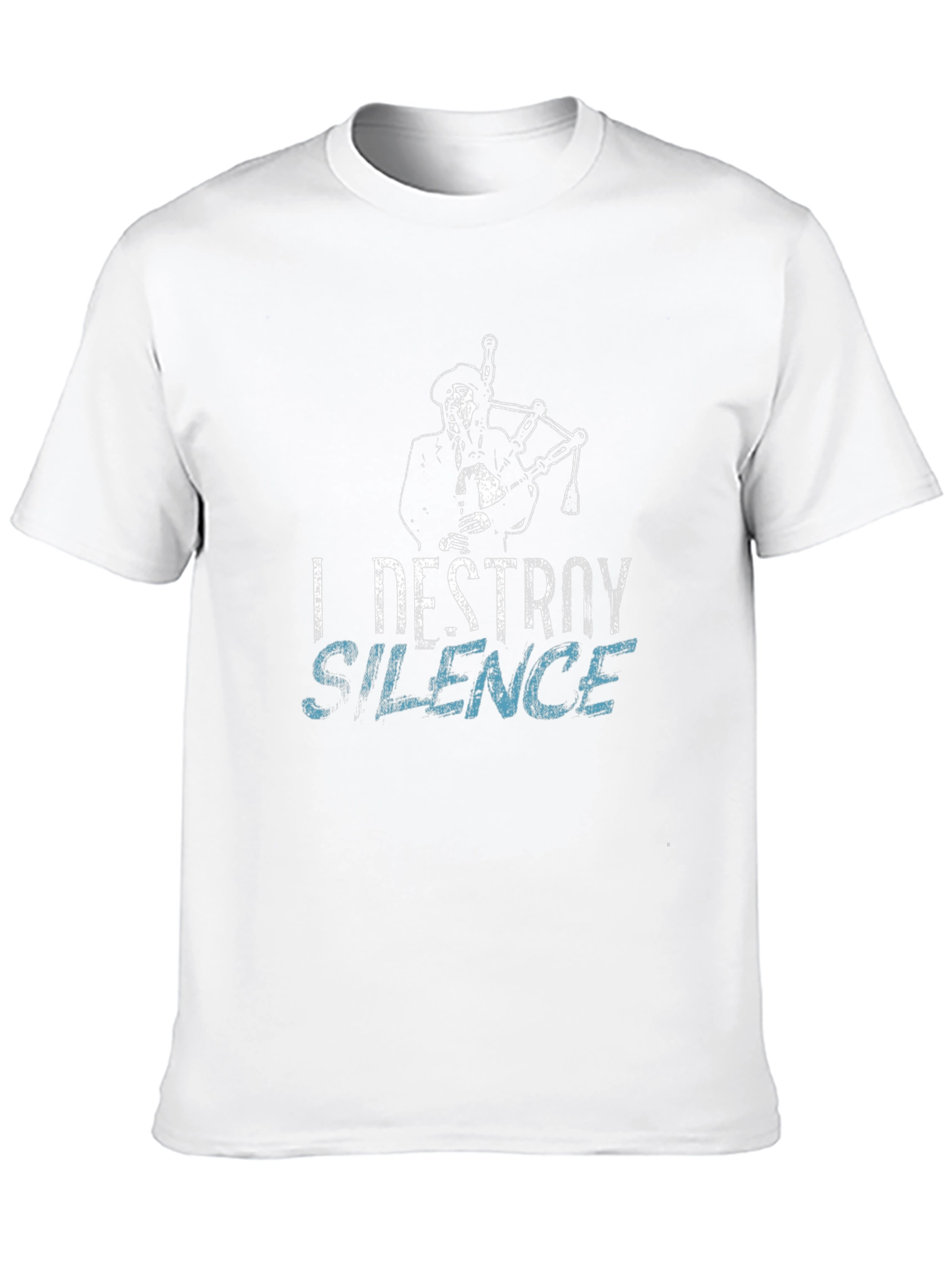 Black I Destroy Silence Graphic T-Shirt - Bagpipe Musician view 10