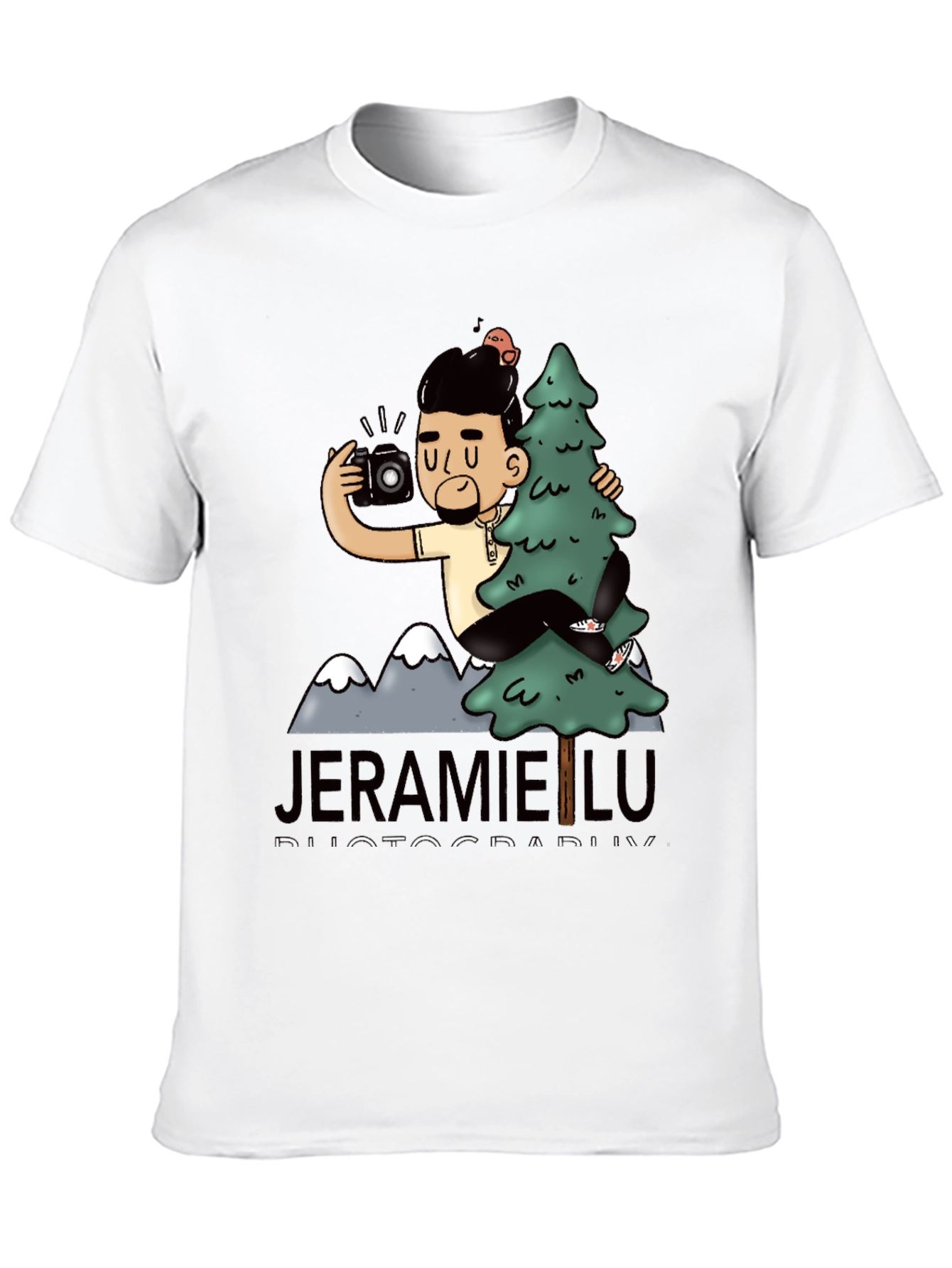 Black Men's Black T-Shirt with Photographer Graphic view 10