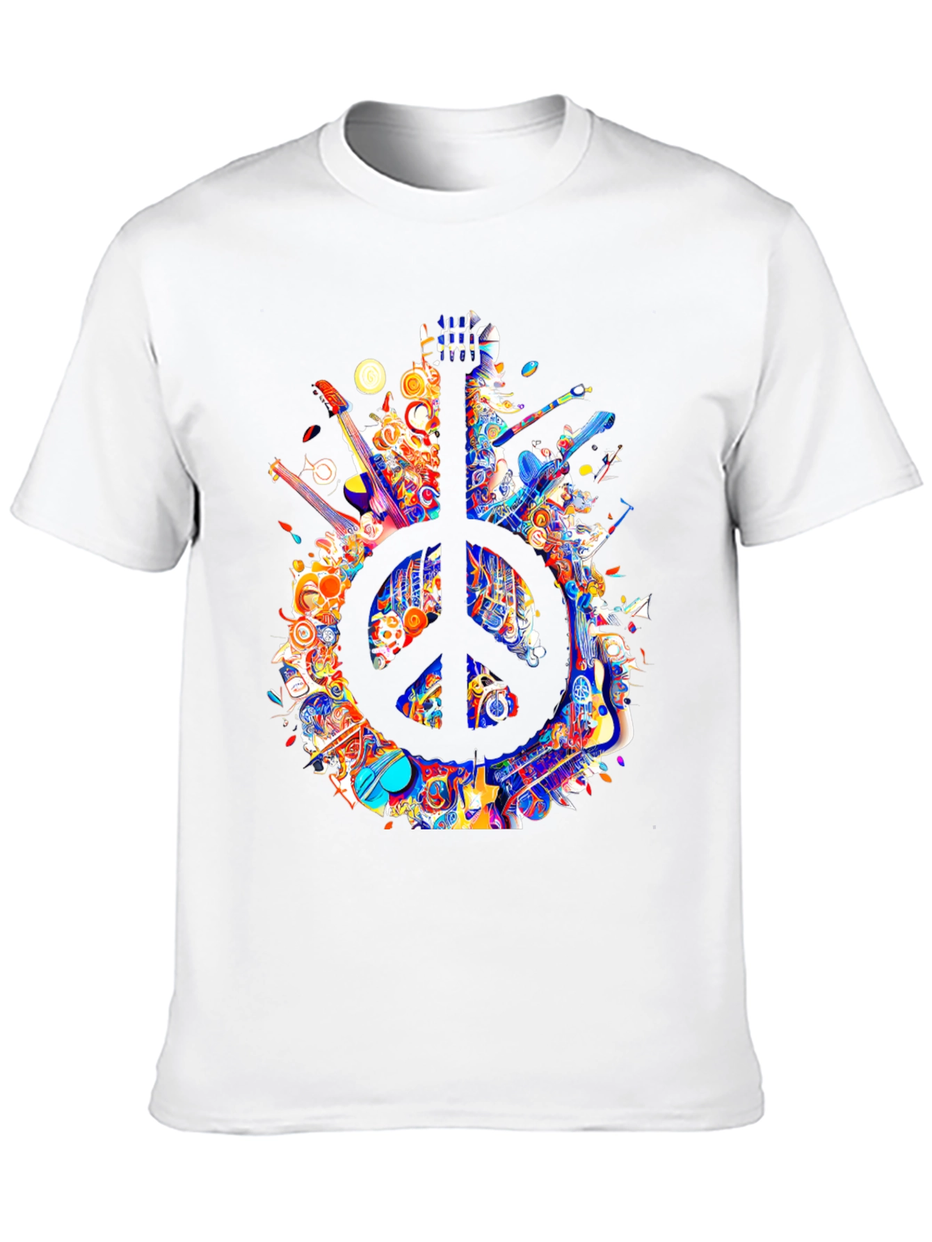 Black Peace Sign Guitar T-Shirt view 10
