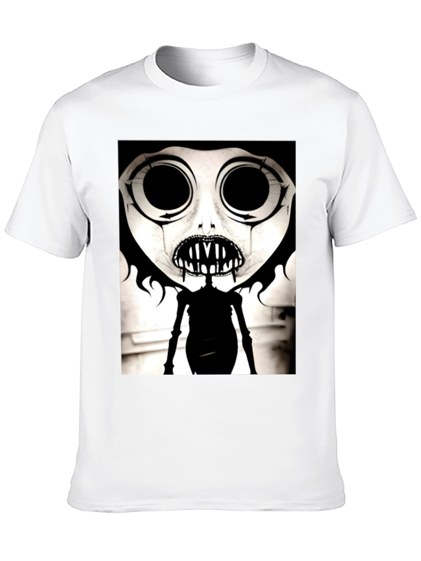 Black Creepy Cartoon Character Graphic Tee - Black view 10