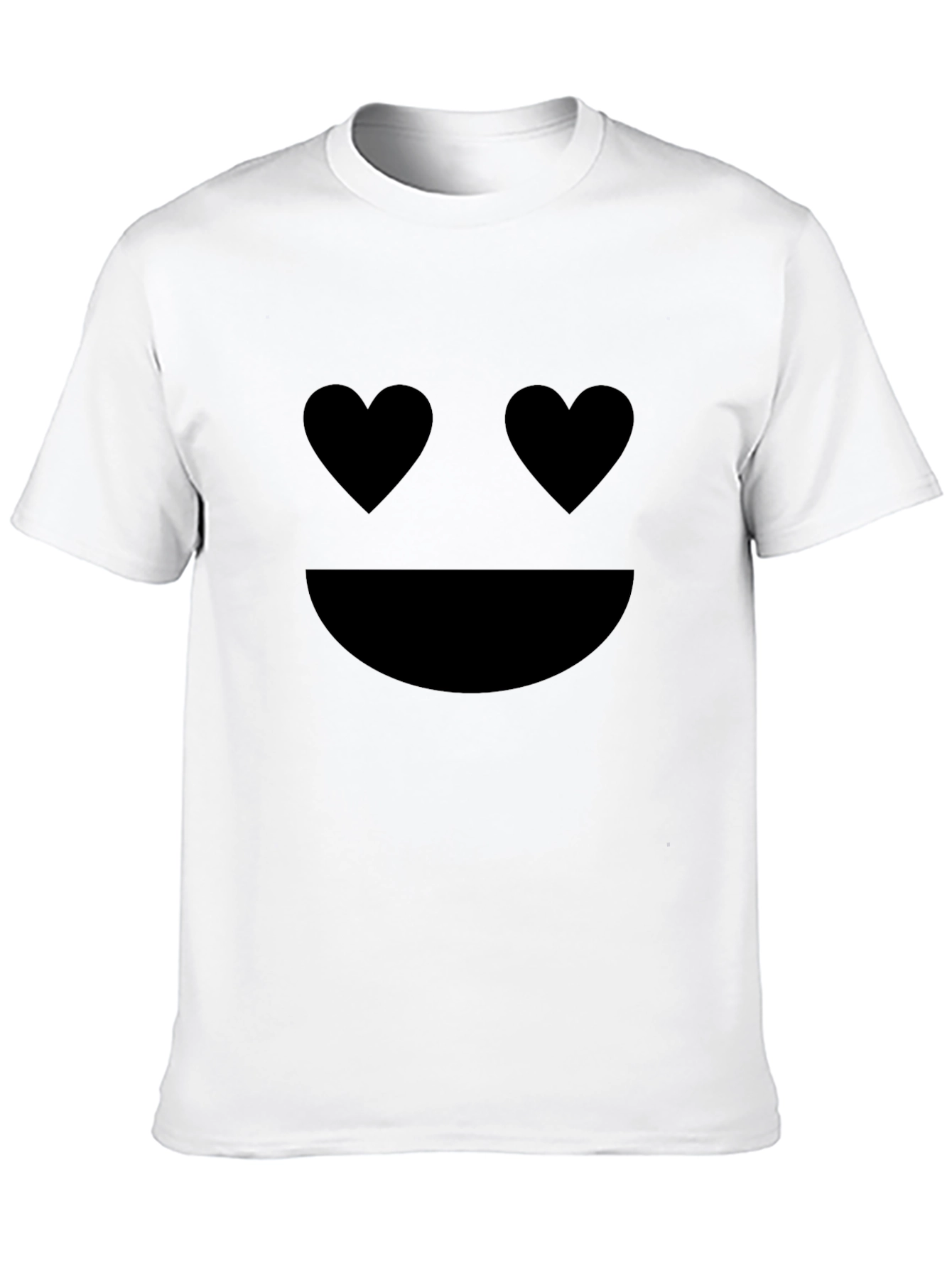 Black Heart Eyes Emoji T-Shirt - Black Crew Neck Tee view 10