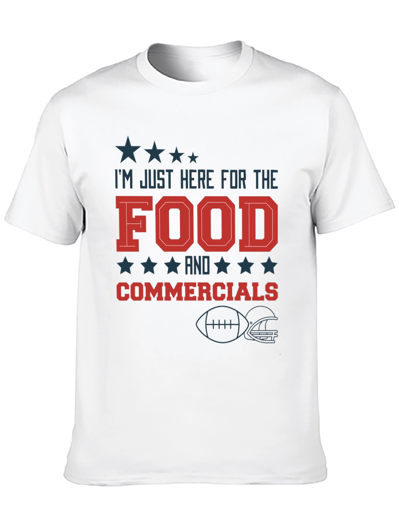 Black I'm Just Here for the Food & Commercials Football T-Shirt view 10