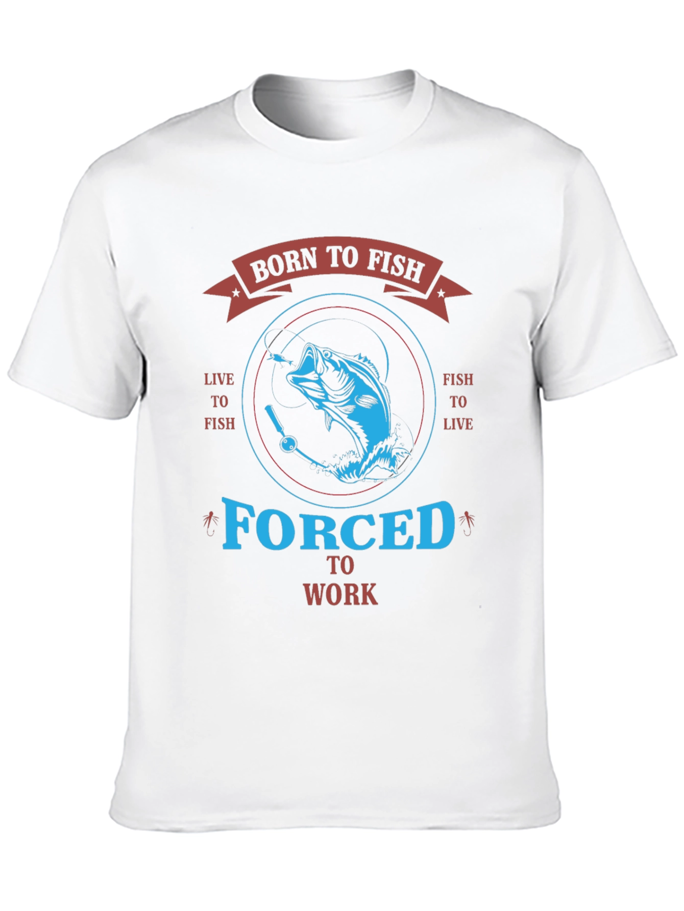 Black Born to Fish T-Shirt - Forced to Work Tee view 10