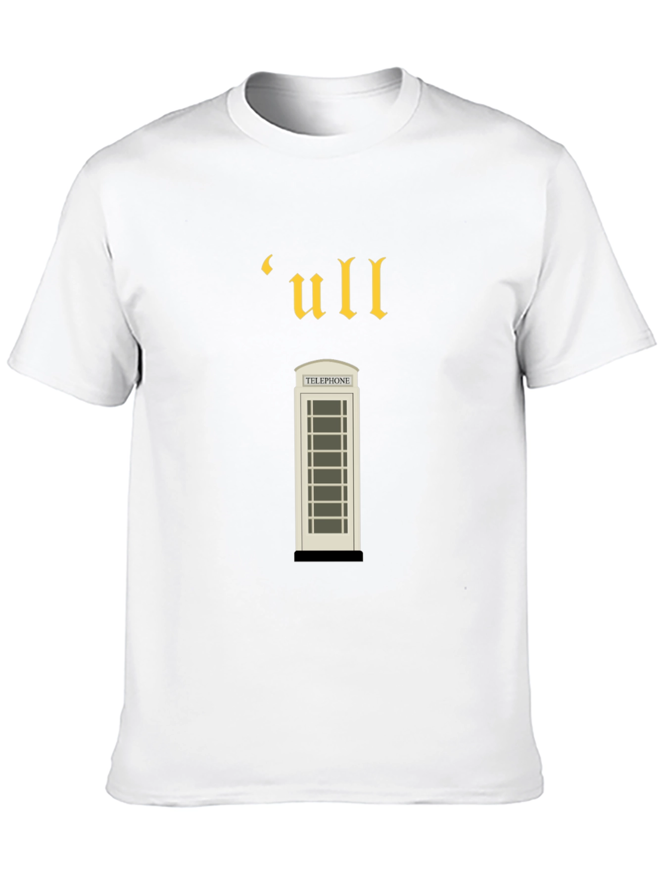 Black Vintage-Style 'ull' Telephone Booth Black T-Shirt view 10
